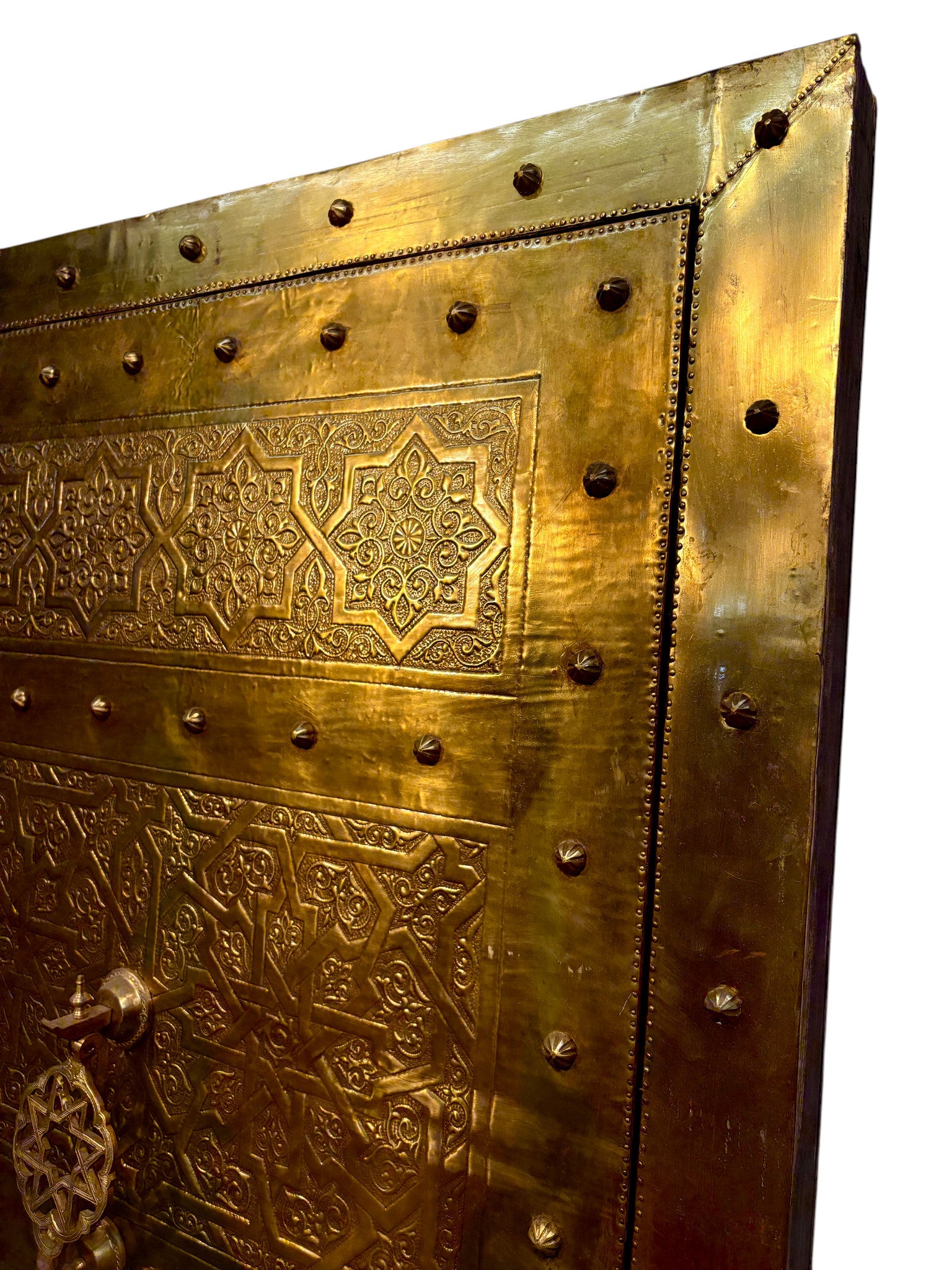 Solid Brass Door with Hand-Hammered Geometric Tooling