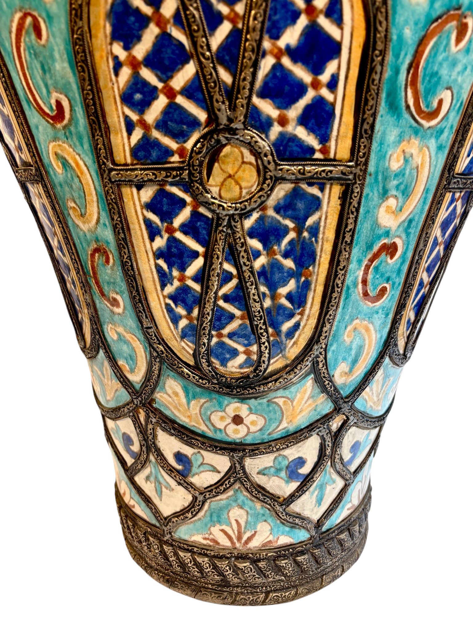 Fassi Hand-Painted Ceramic Urn with Silver Filigree