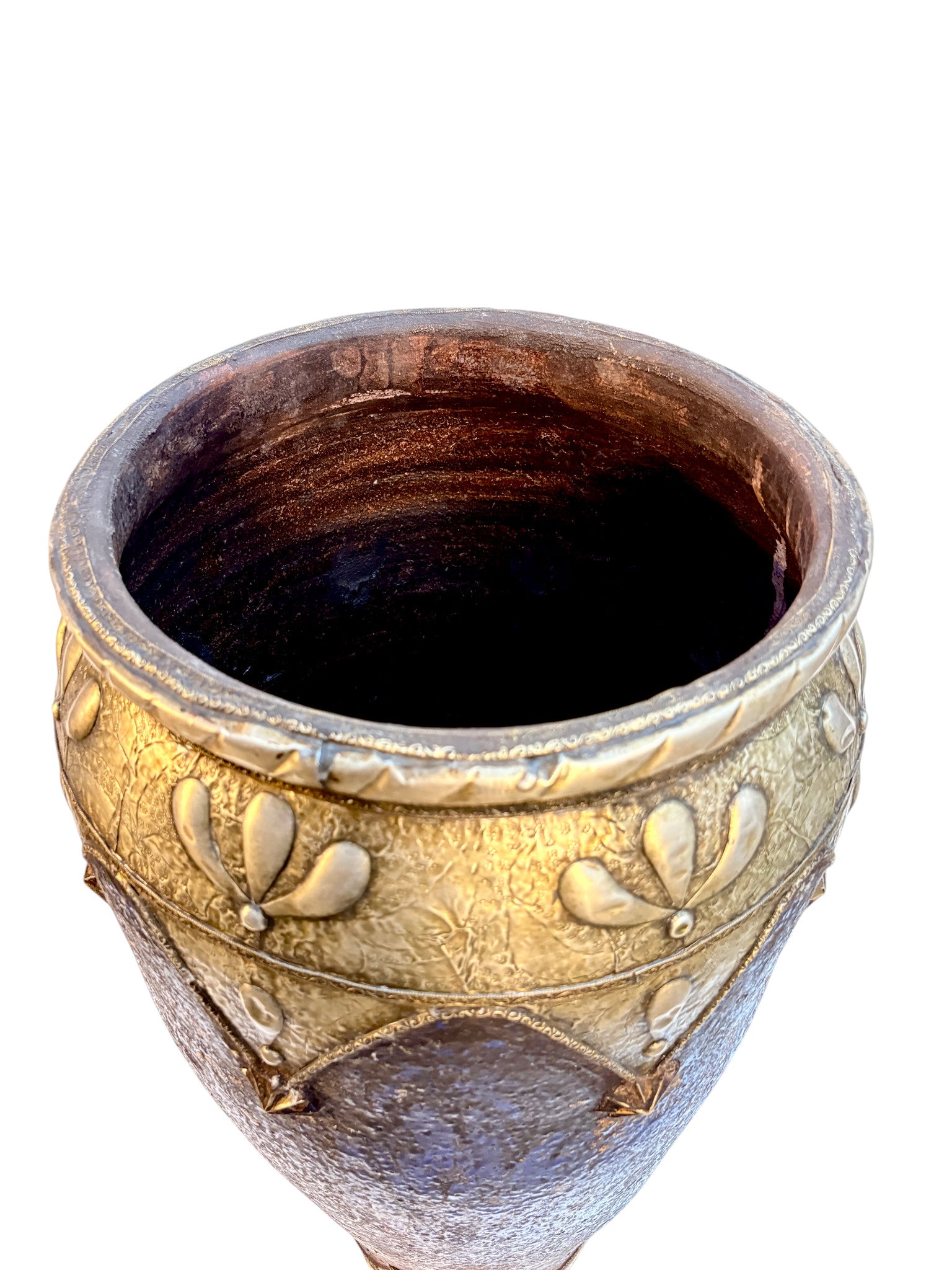 Cobalt Blue Glazed Urn with Brass and Silver Metalwork