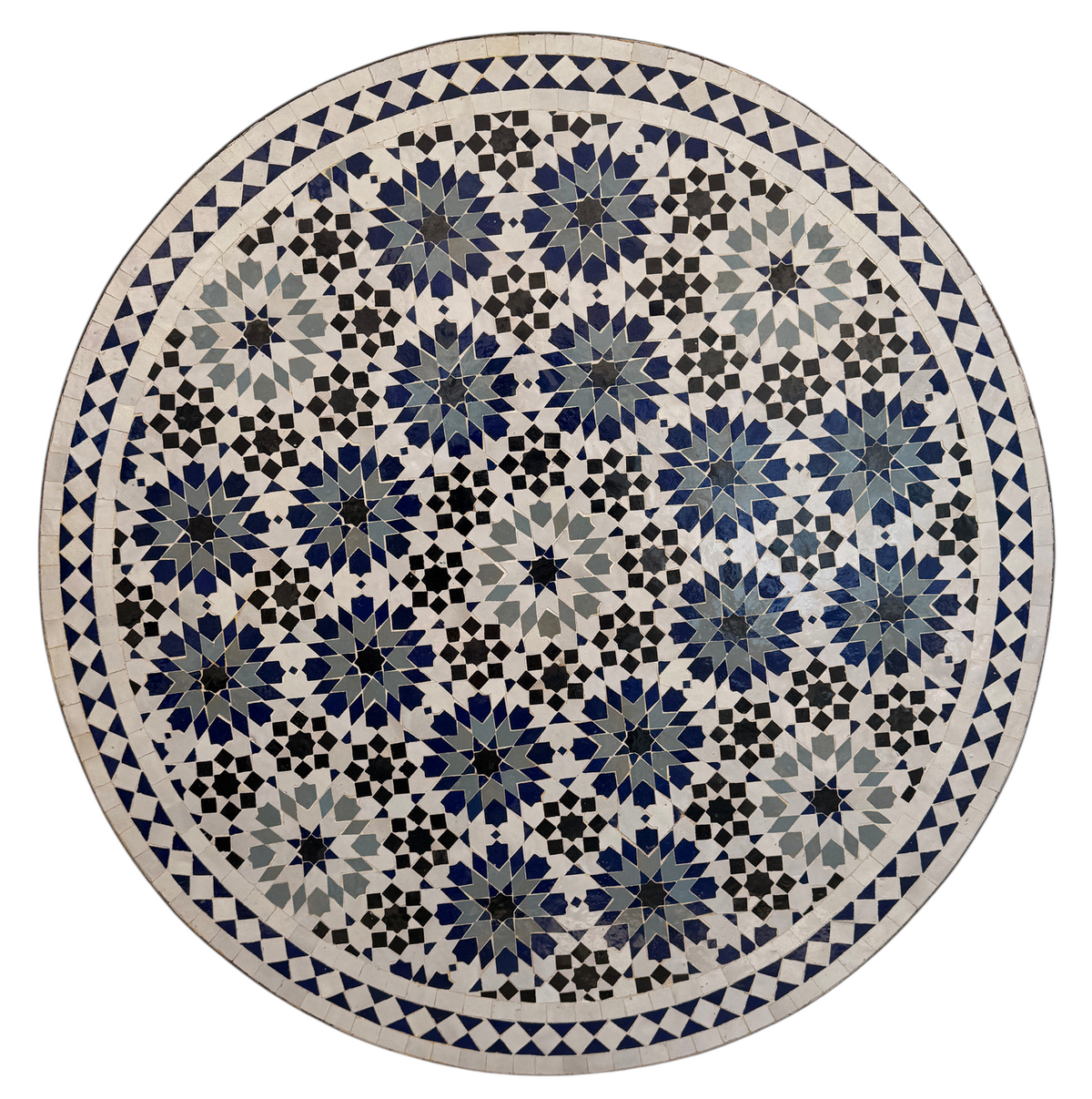 36" Navy Zellige Mosaic Table Top