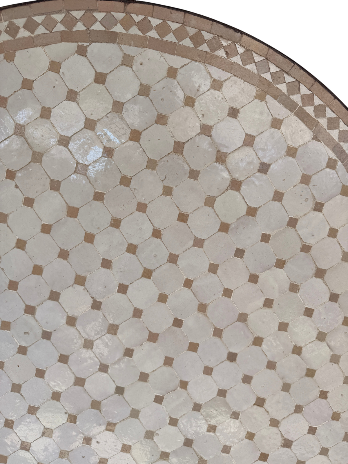 48" Multi Ecru Zellige Mosaic Table Top