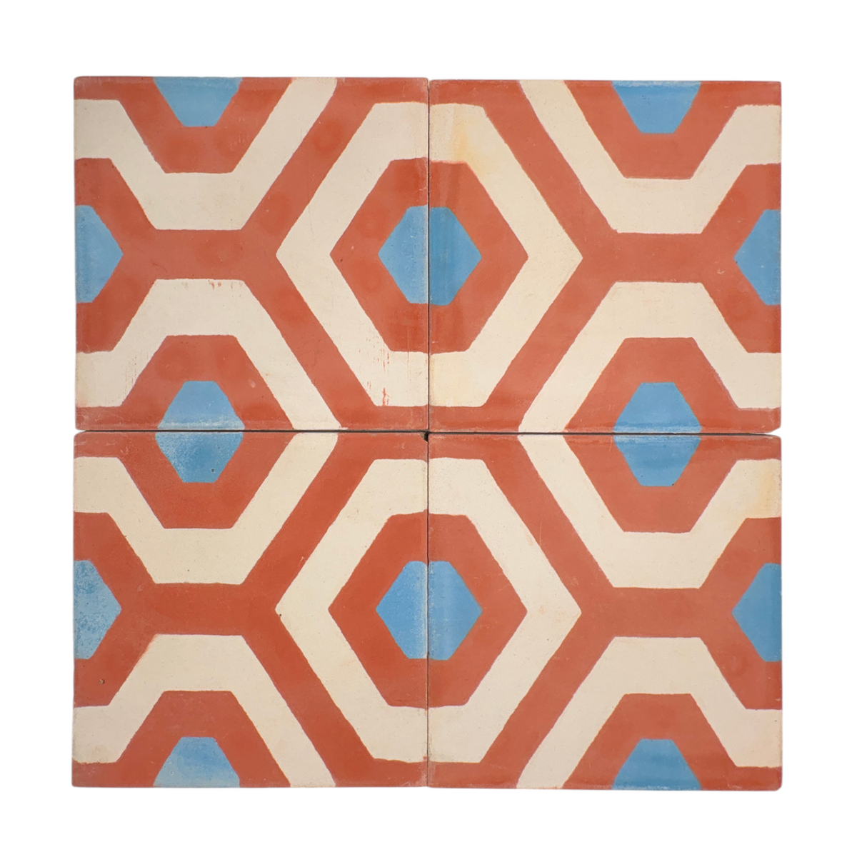 Honeycomb (Rouge+Blanca+Chambray) Cement Tile