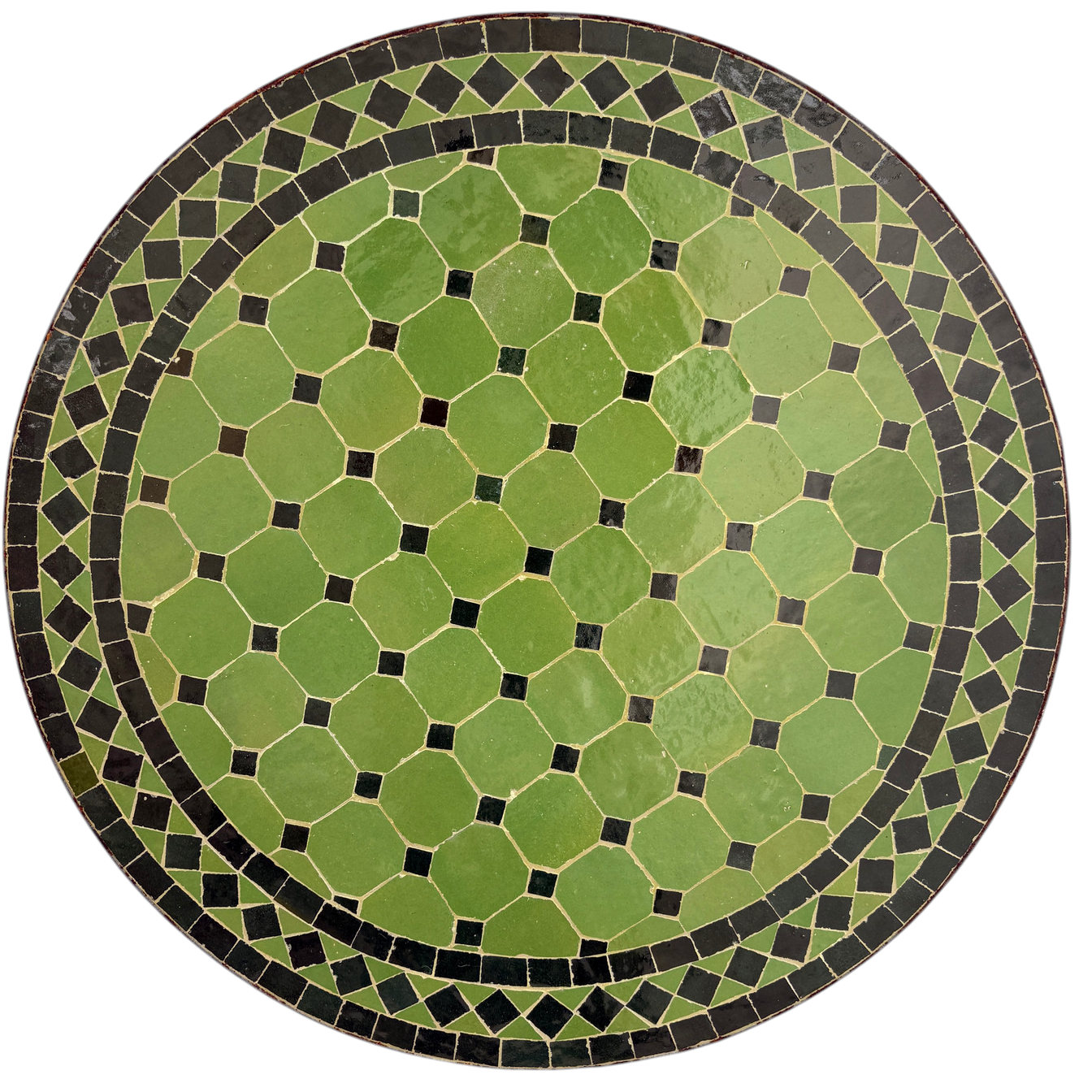 24" Limon & Pine Zellige Mosaic Table Top