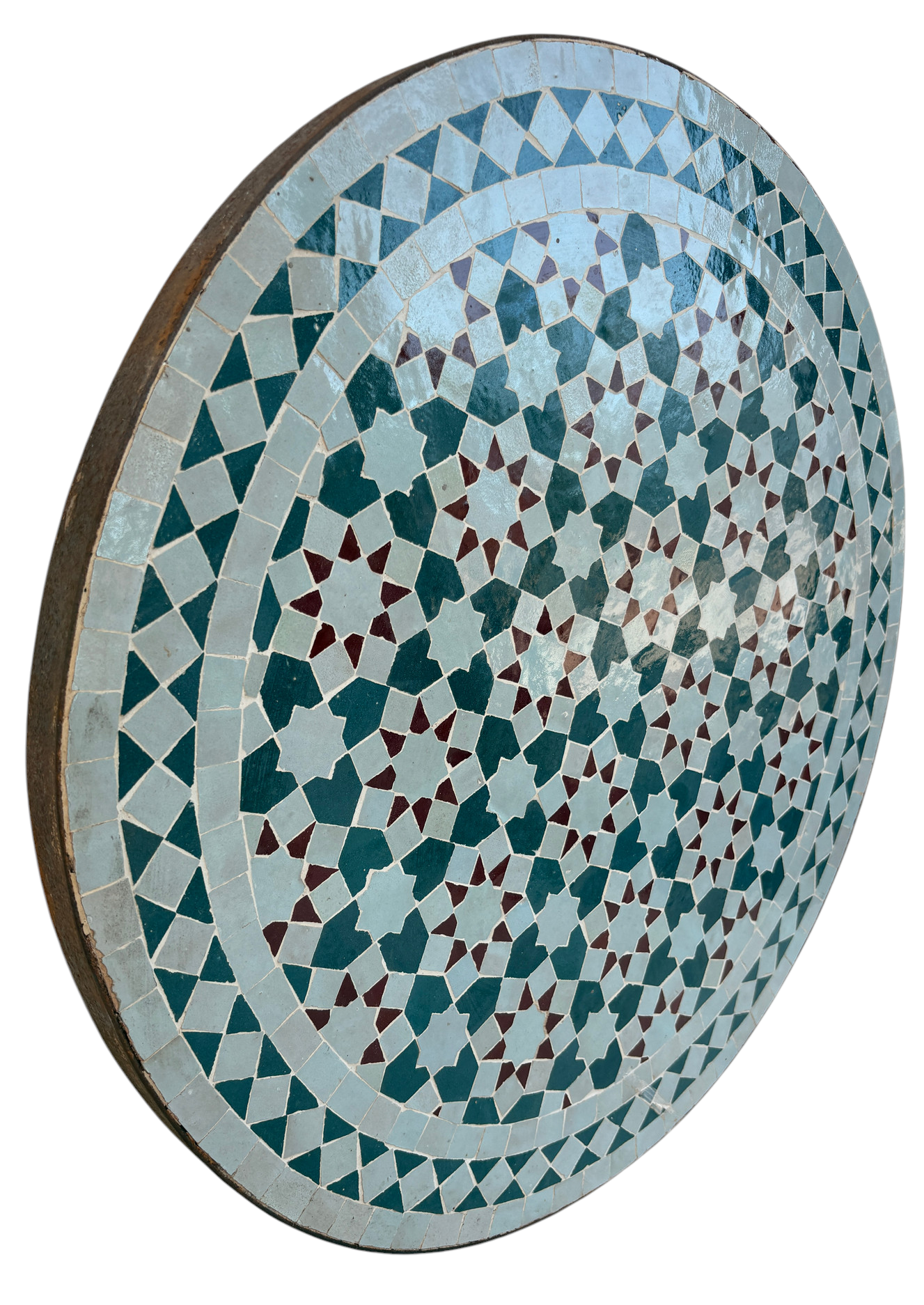 24" Multi Teal Zellige Mosaic Table Top
