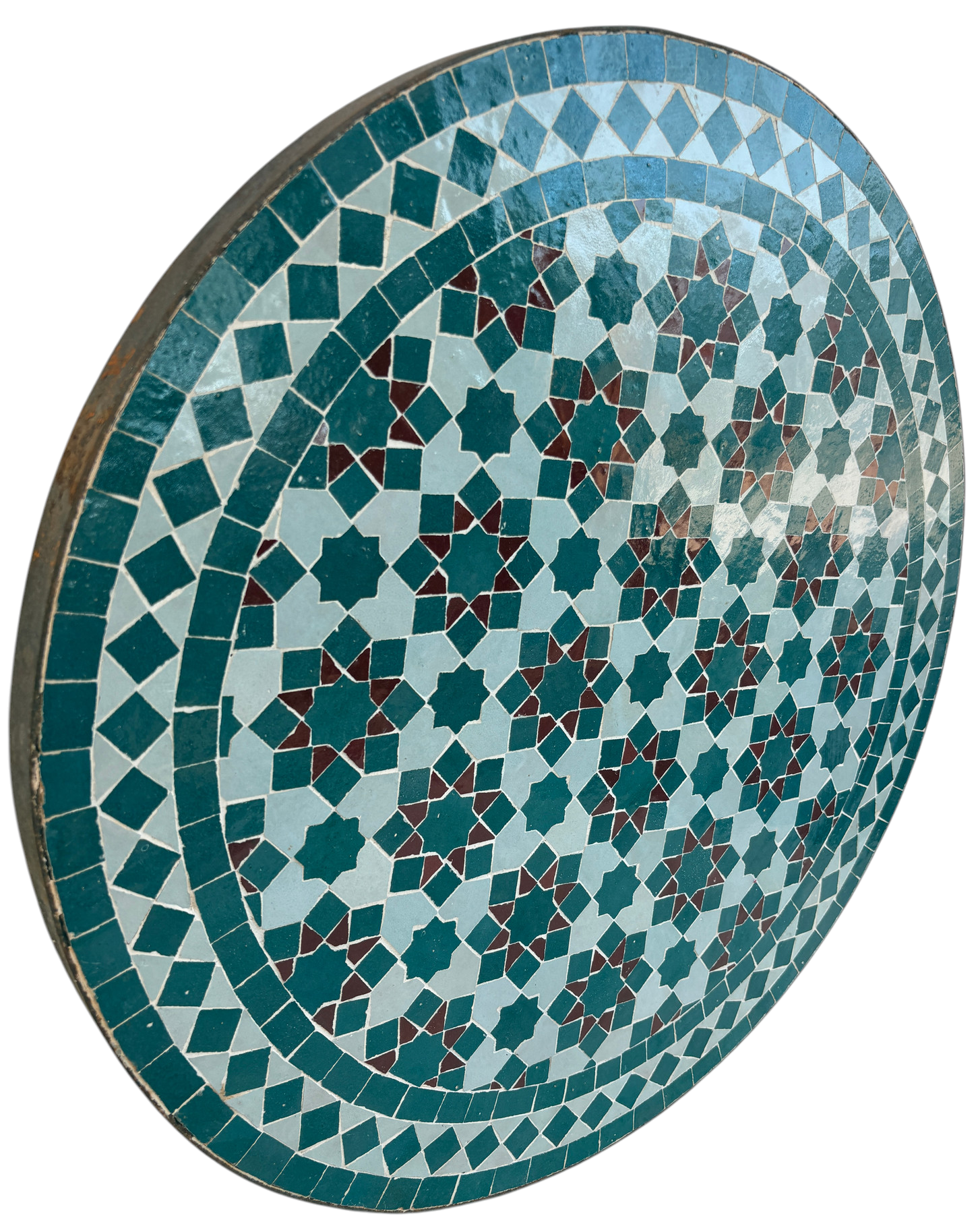 24" Multi Teal Zellige Mosaic Table Top