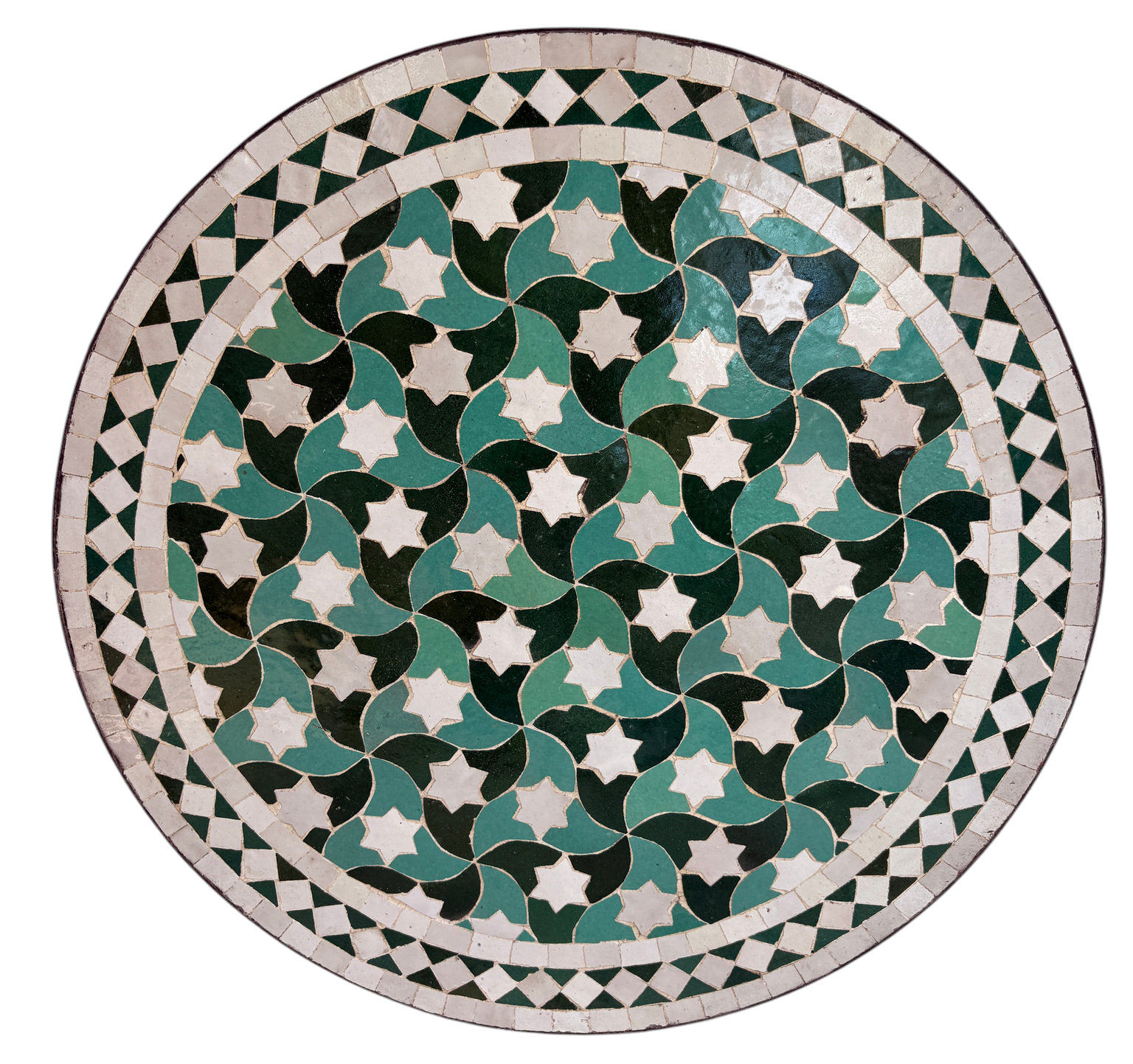 24" Multi Teal Zellige Mosaic Table Top