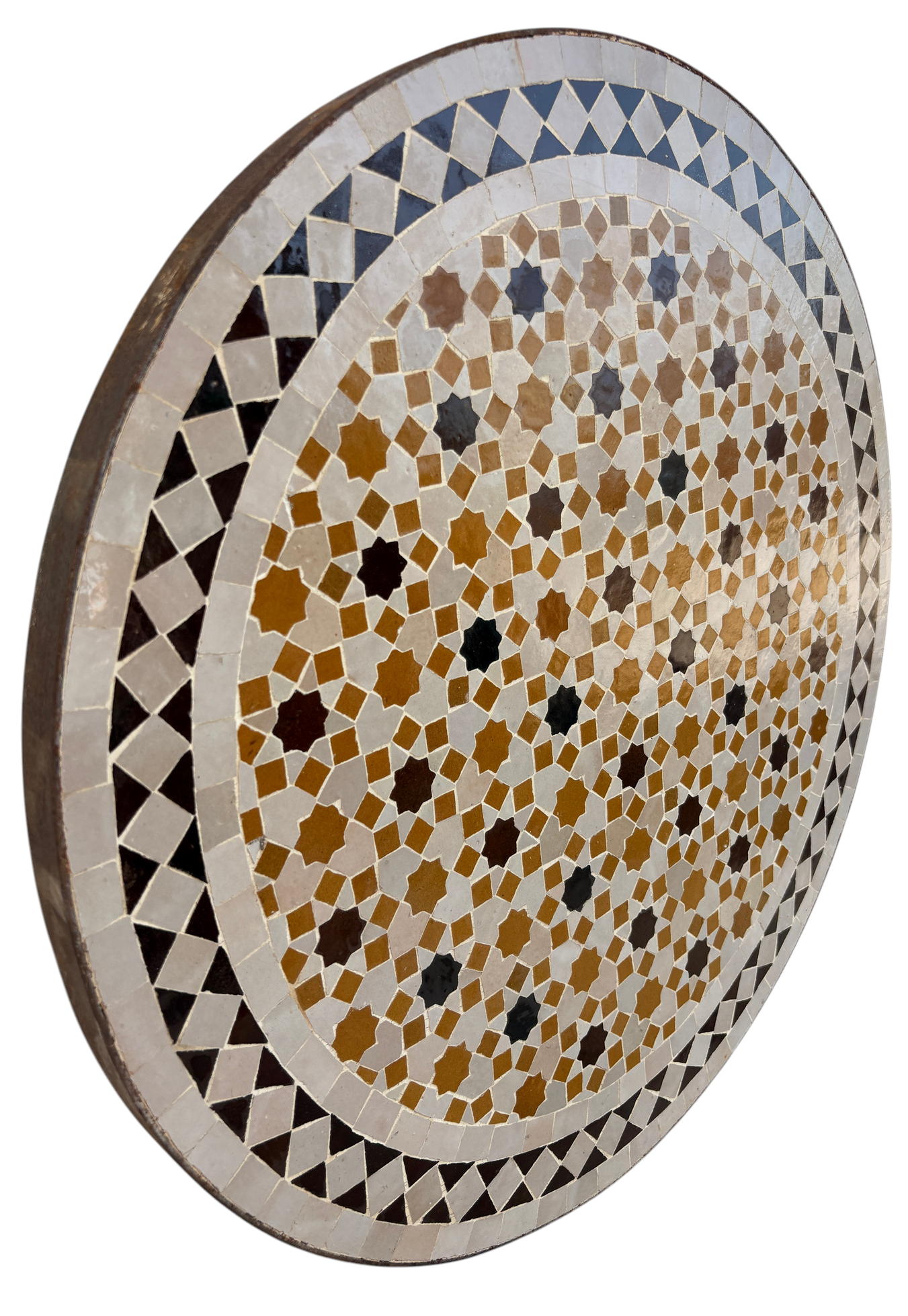 24" Multi Ochre Zellige Mosaic Table Top