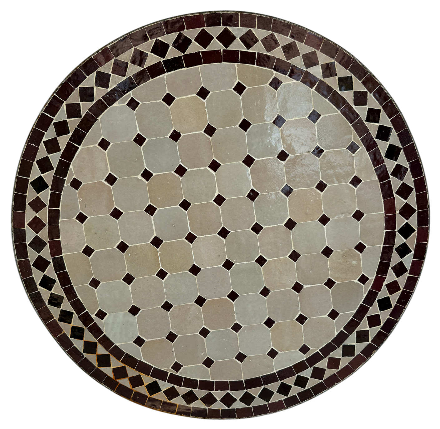 24" Multi Chocolate Zellige Mosaic Table Top