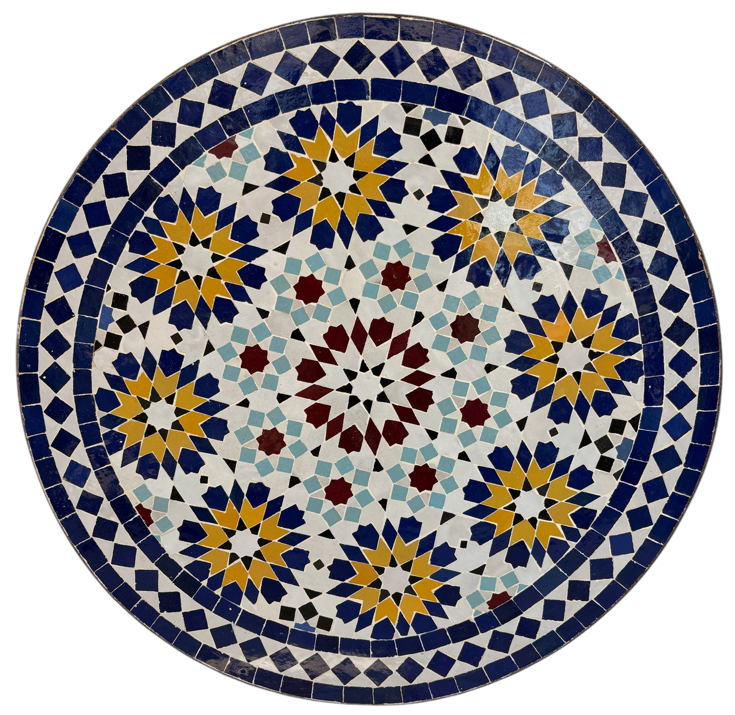 24" Multi Bleu Zellige Mosaic Table Top