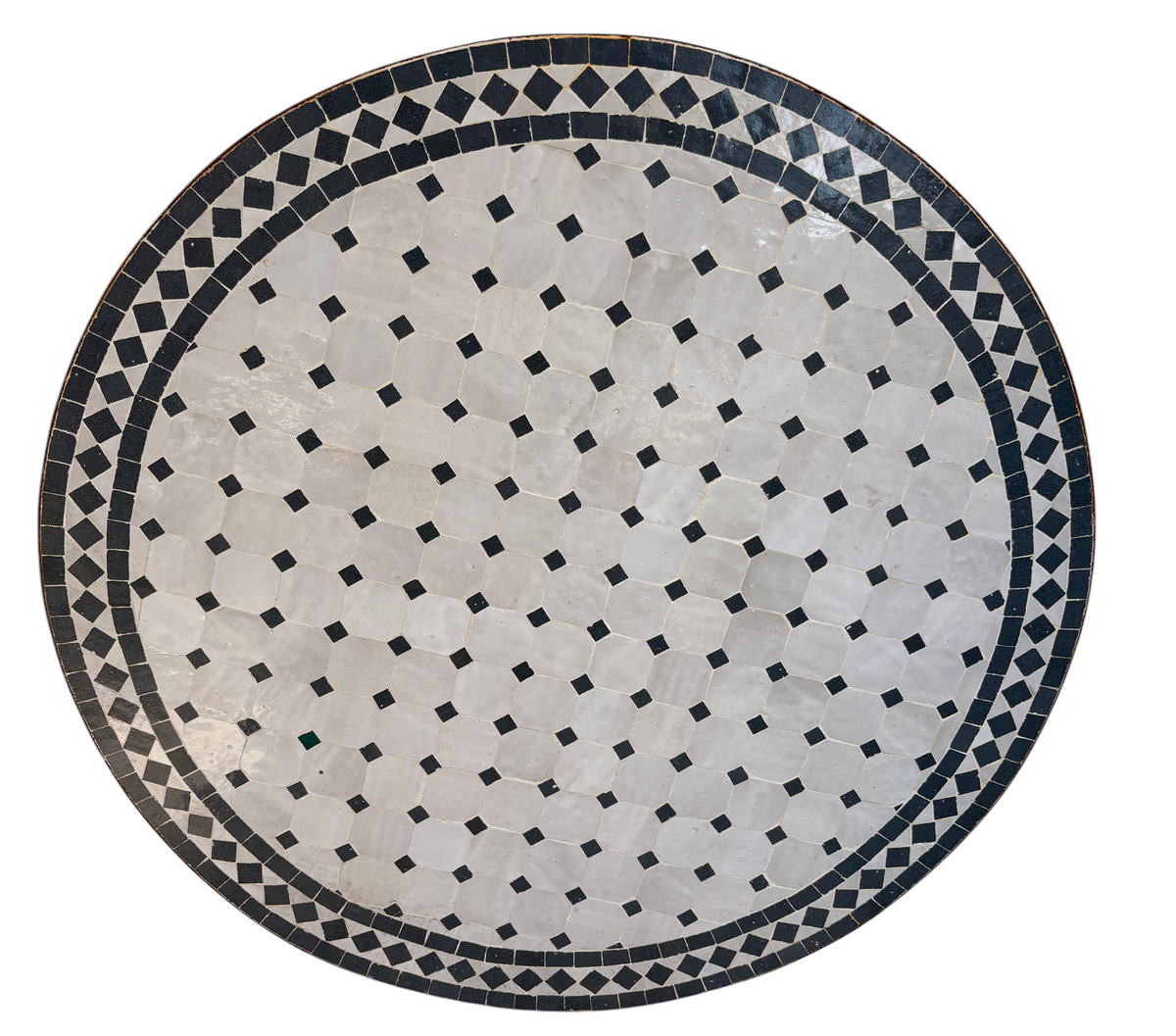 32" Multi White Noir Zellige Mosaic Table Top