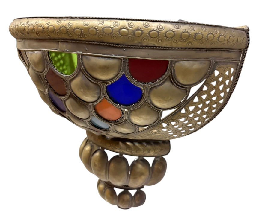 Silver-Plated Brass Multicolor Basket Sconce