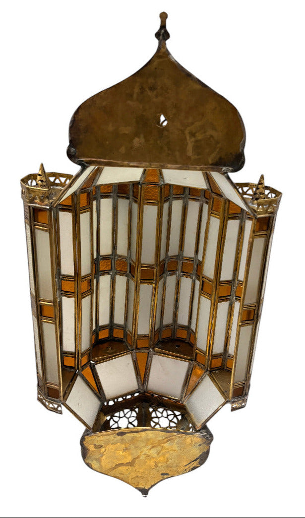 Domed Lantern Sconce with Stained Glass