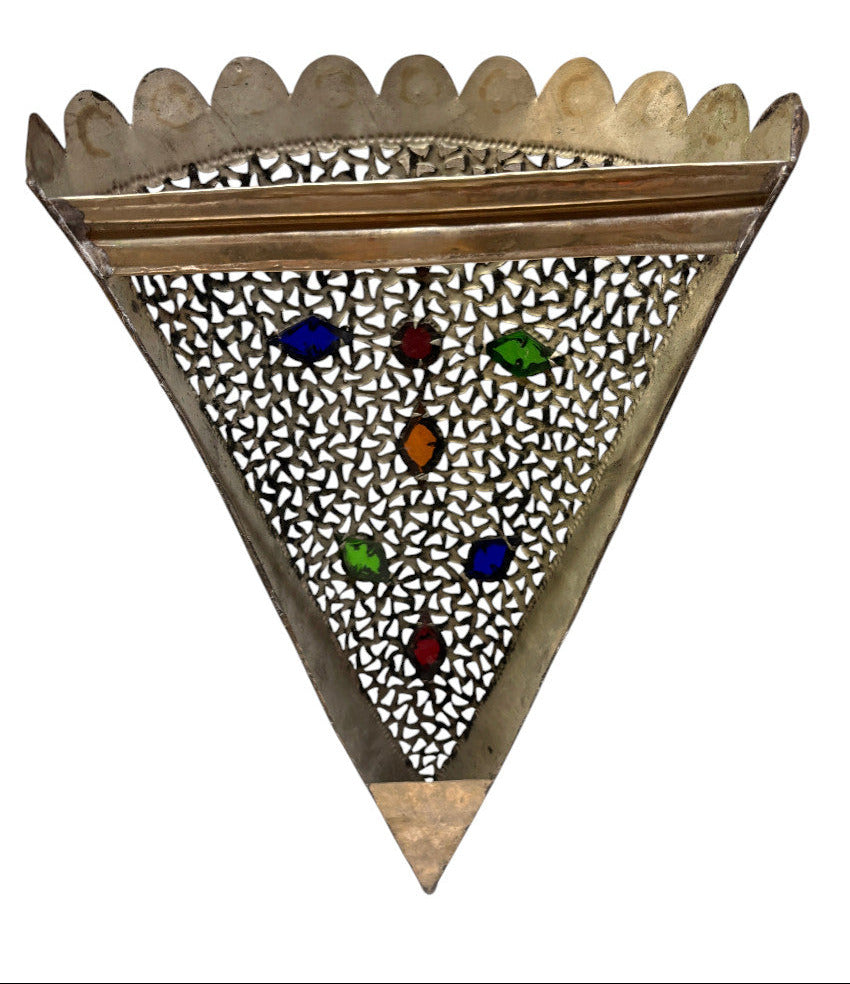 Cone Shaped Silver Wall Sconce with Glass Eyelets