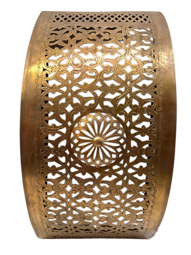 Moroccan Ornate Brass Wall Sconce with Floral Medallion