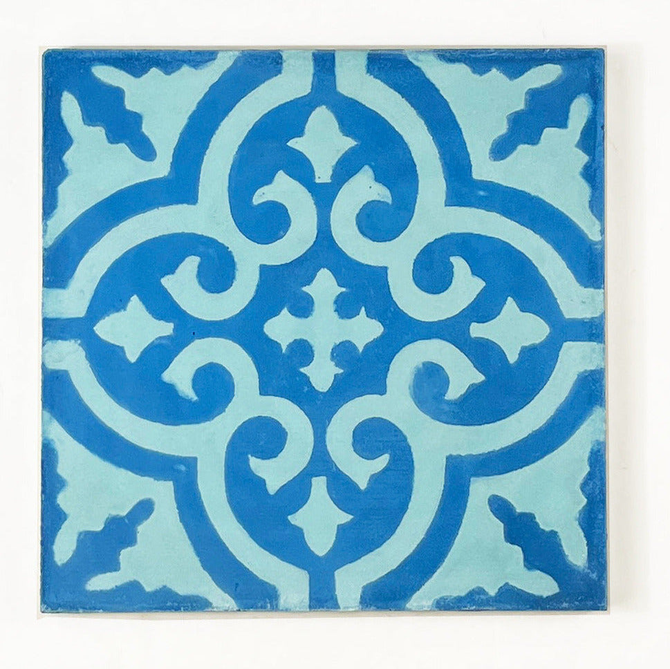 Medina (Turquoise + Chambray) Cement Tile