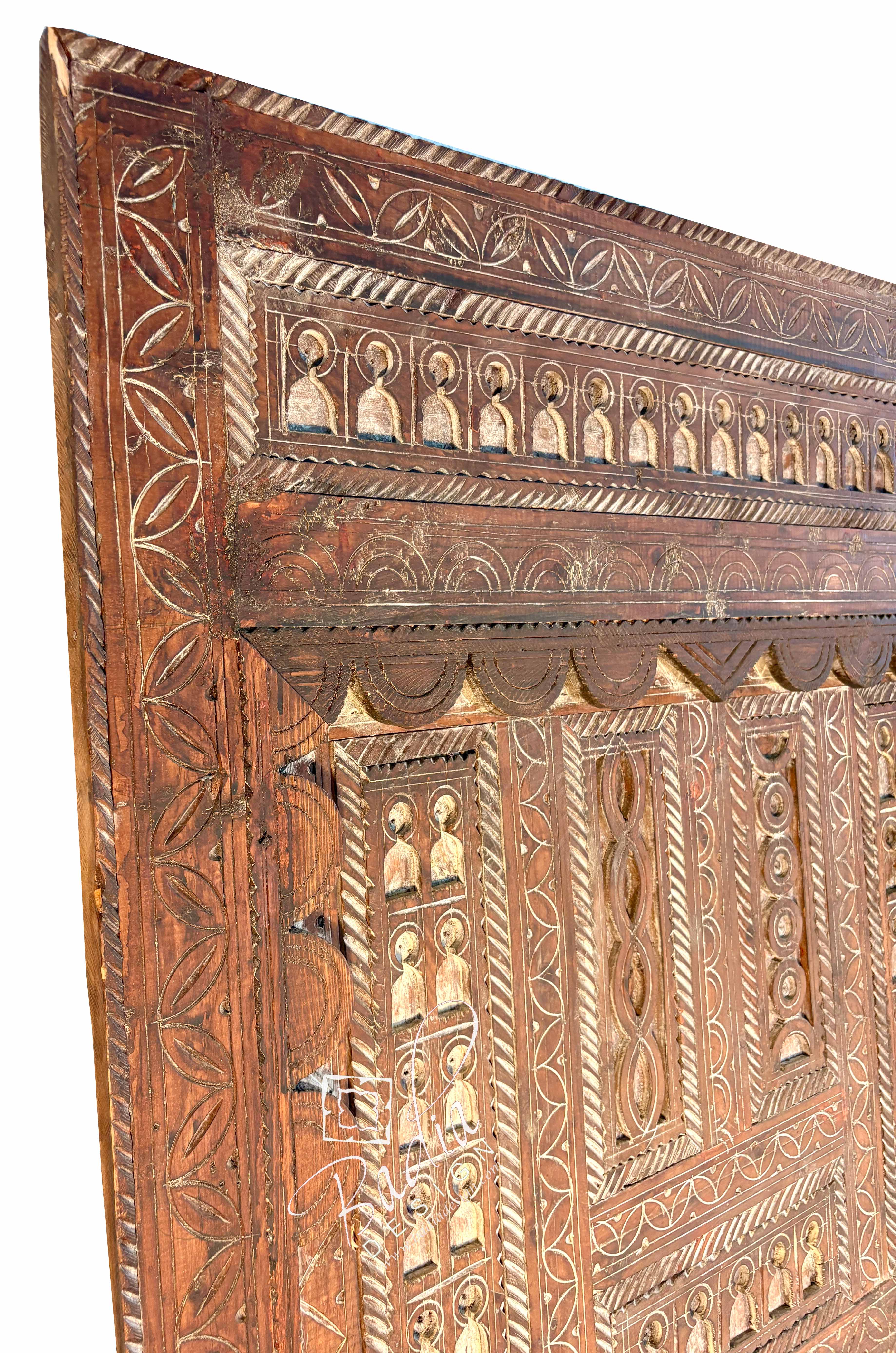 Traditional Wooden Door with Detailed Hand Carved Motifs