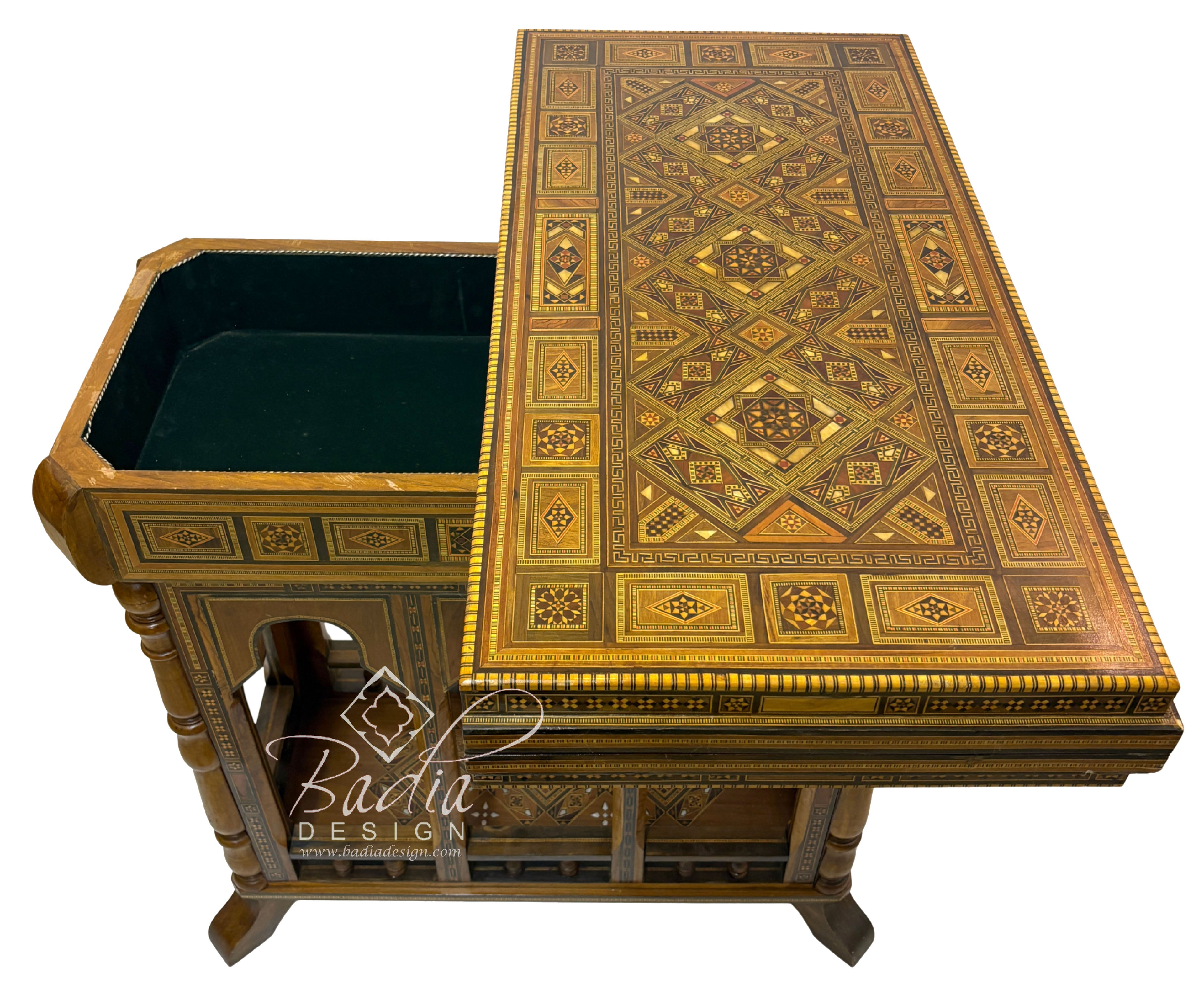 Inlaid Syrian Design Backgammon Board Game Table