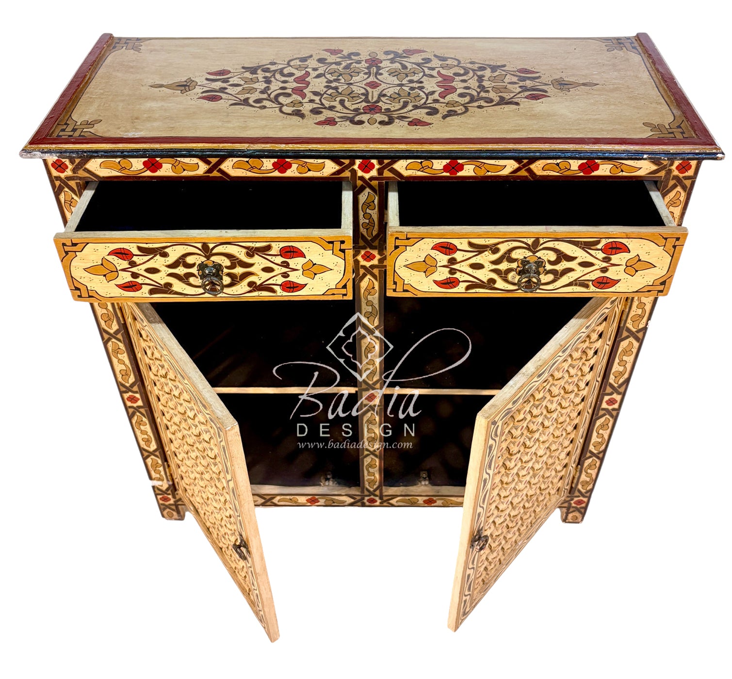 Hand-Painted Cabinet with Moucharabieh Doors