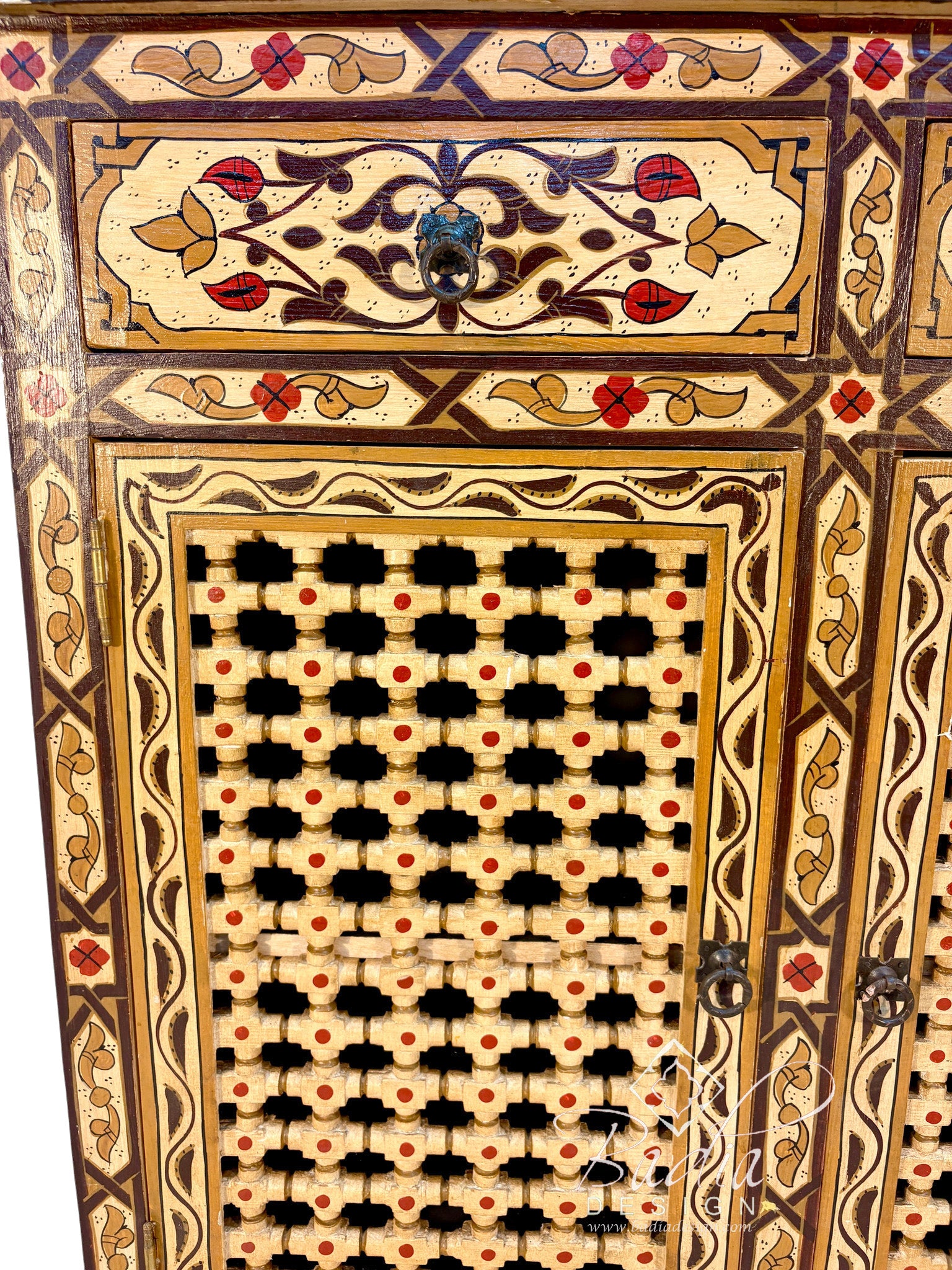 Hand-Painted Cabinet with Moucharabieh Doors