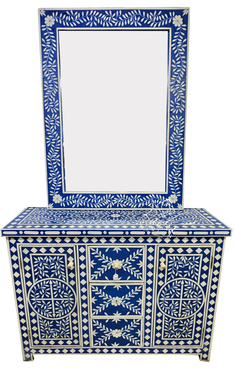 blue bone inlay dresser Valeria Bone Inlay Chest of Drawers - Butterfly Floral