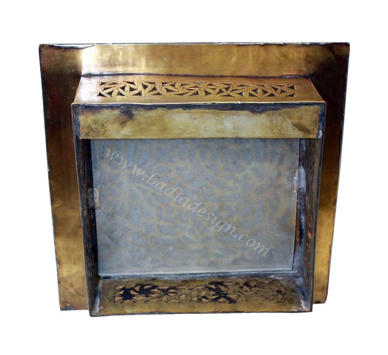 Decorative Brass and Silver Wall Sconce with White Glass
