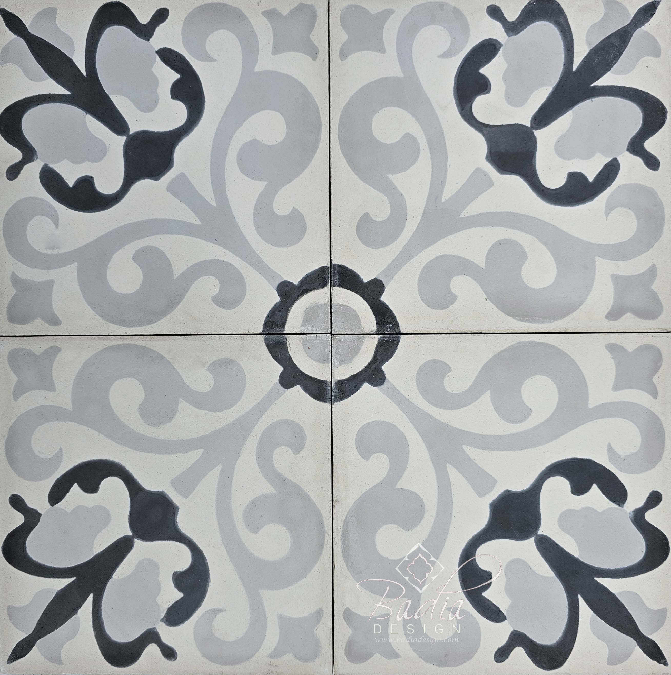 Moroccan Black and Gray Cement Floor Tile - CT124