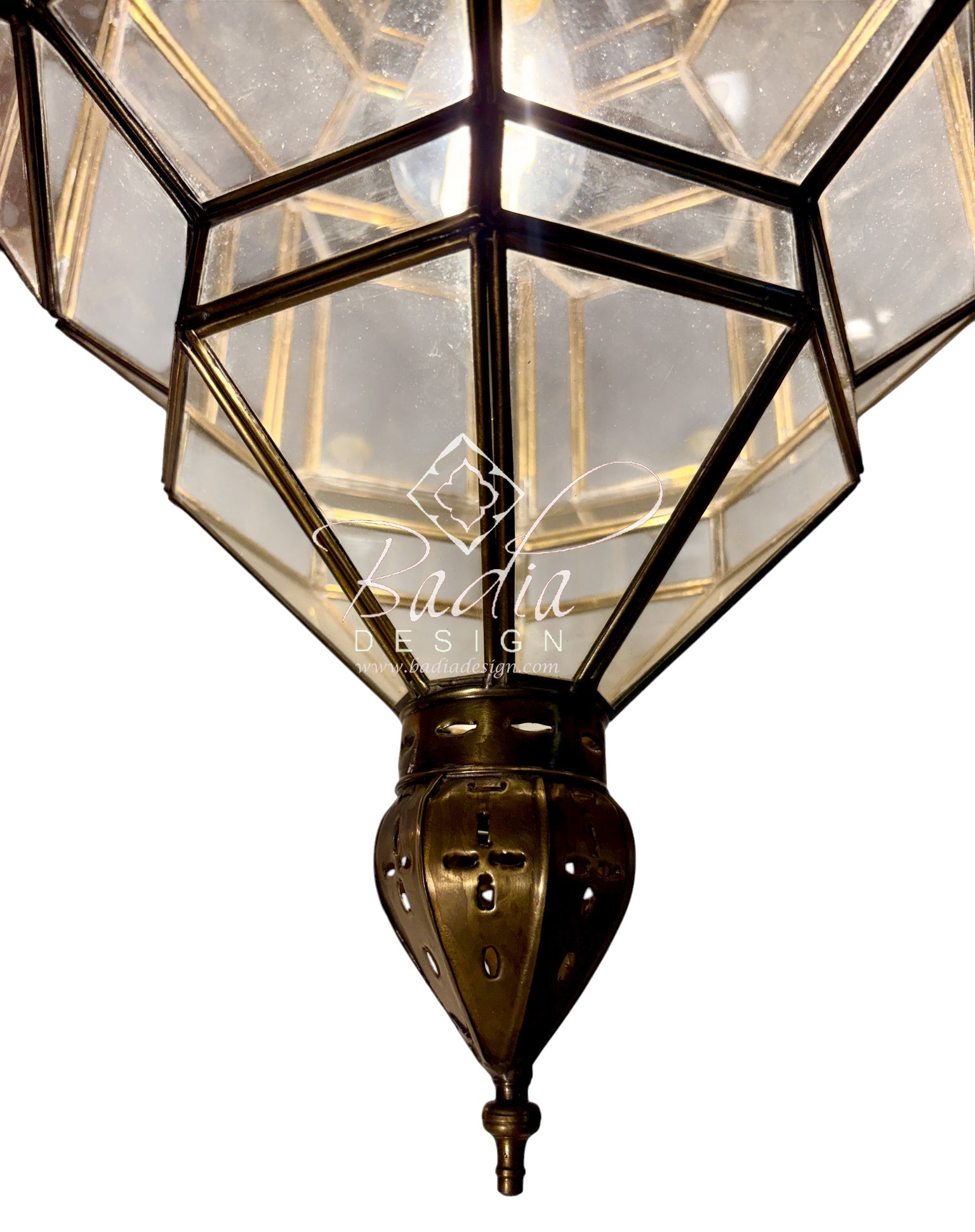 Clear Glass Brass Hanging Lantern