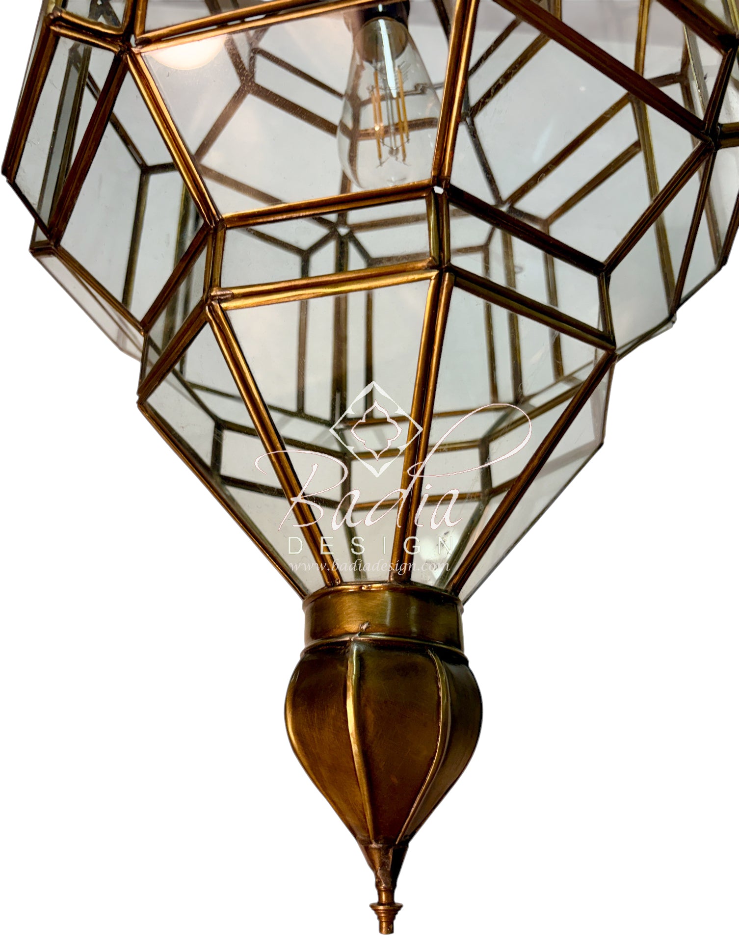 Clear and White Glass Brass Hanging Lanterns