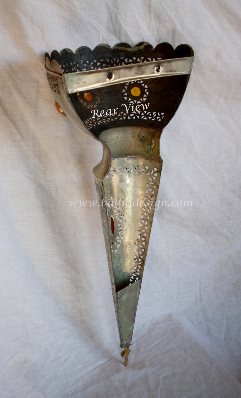 Tall Brass and Silver Wall Sconce