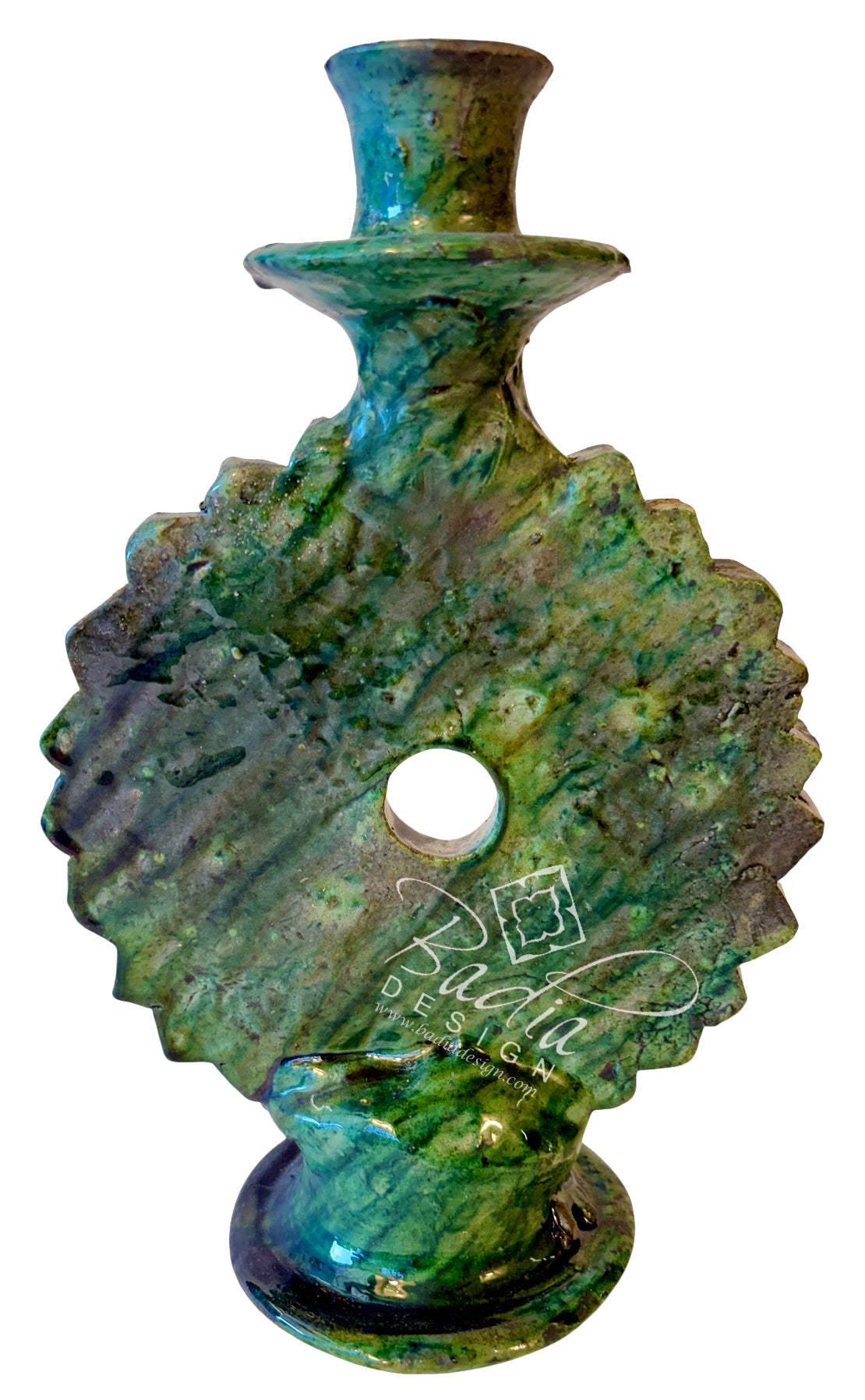 Decorative Green Moroccan Tamegroute Medallion Candleholder