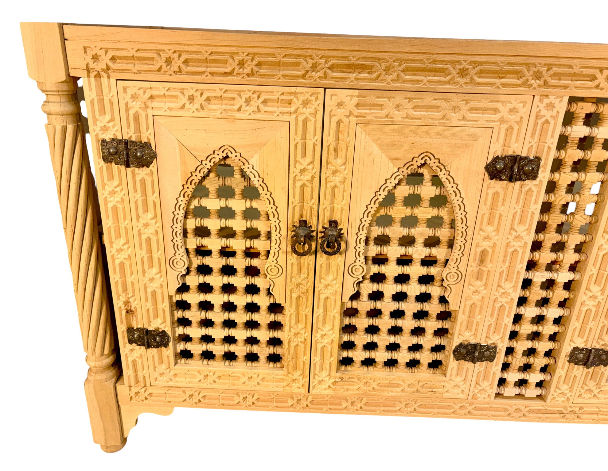 Hand-Carved Double-Sink Vanity Cabinet