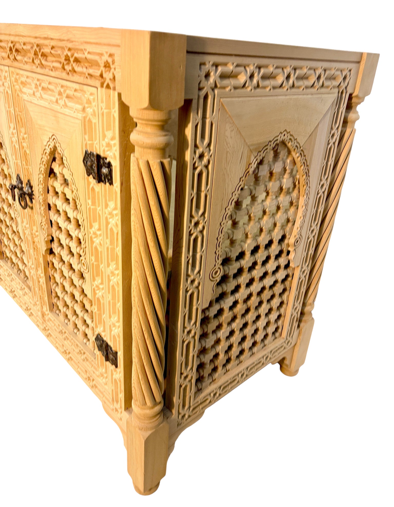 Hand-Carved Double-Sink Vanity Cabinet