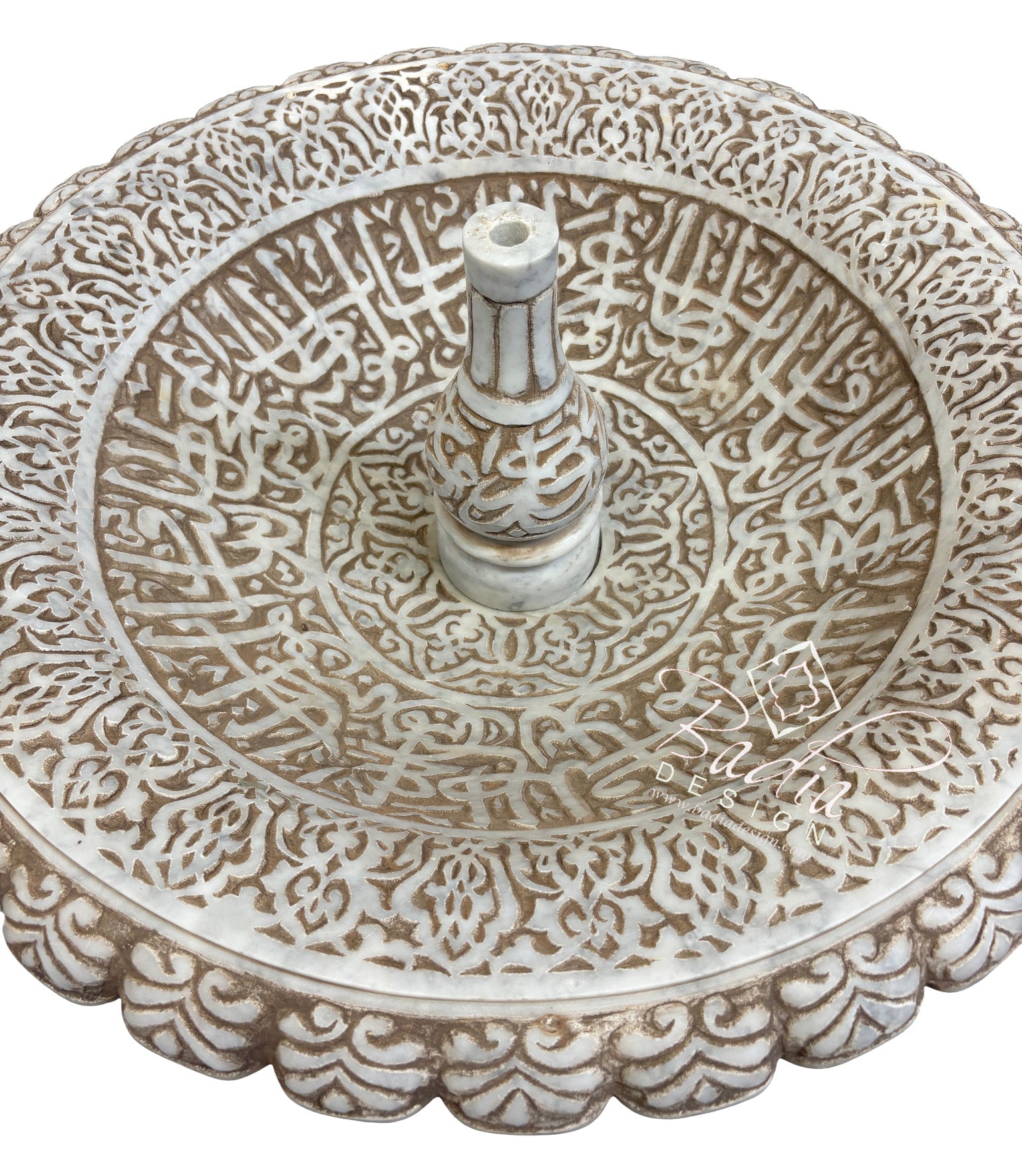 Top View of Hand Engraved Moroccan Marble Water Fountain