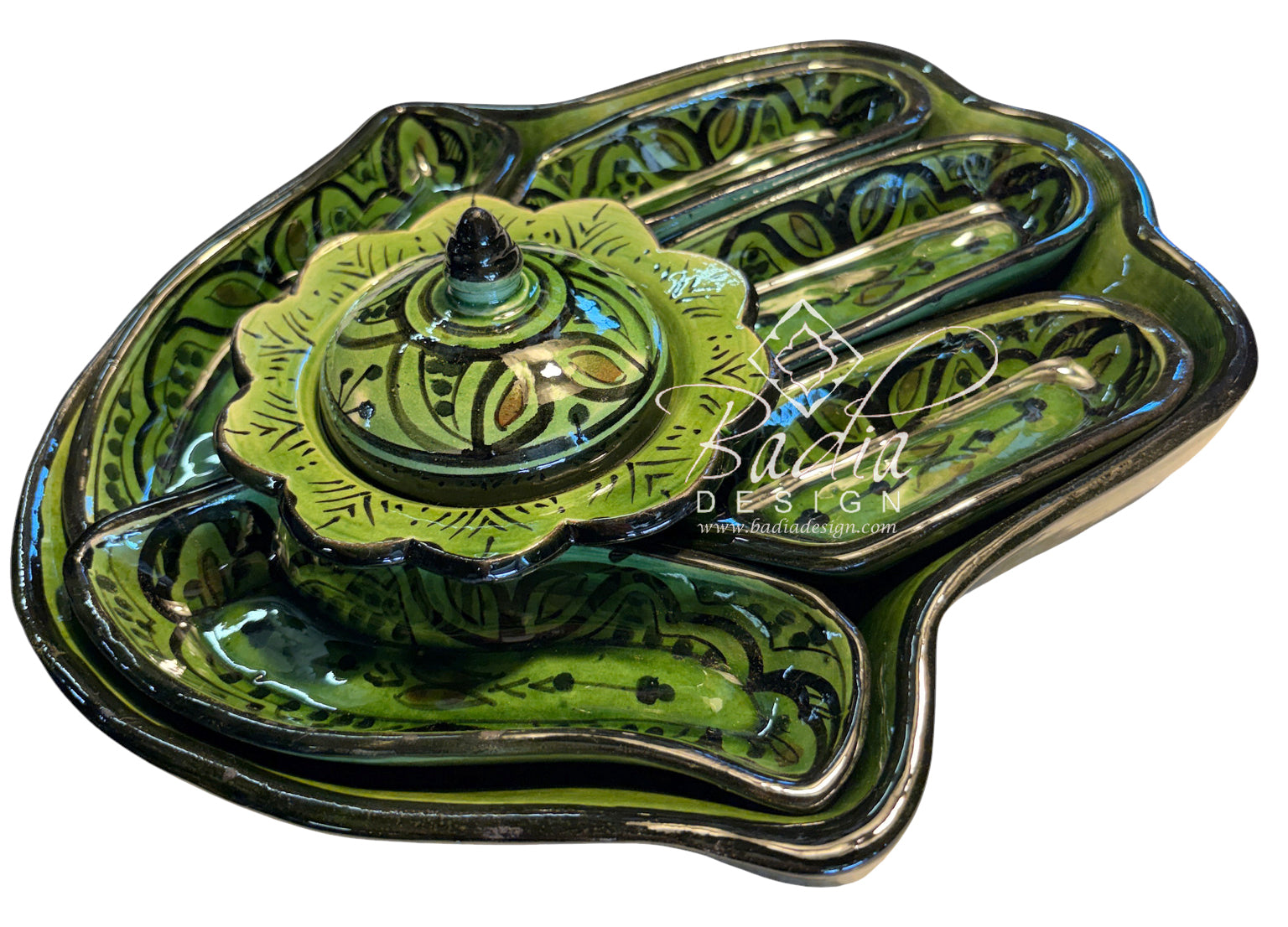 Khamsa Hand of Fatima Ceramic Serving Trays