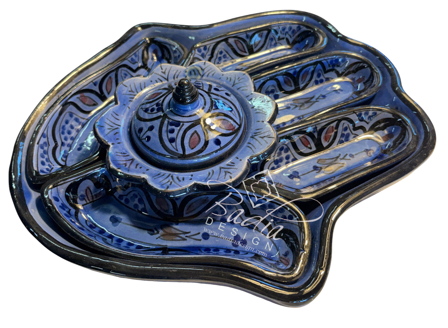 Khamsa Hand of Fatima Ceramic Serving Trays