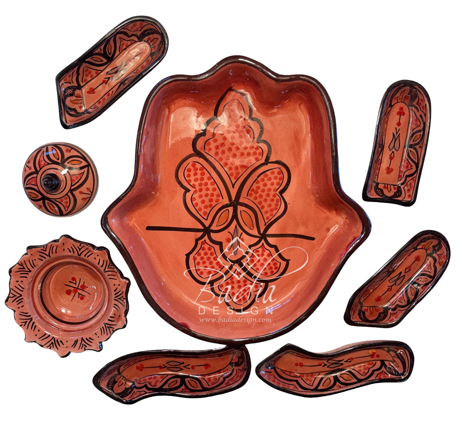 Khamsa Hand of Fatima Ceramic Serving Trays