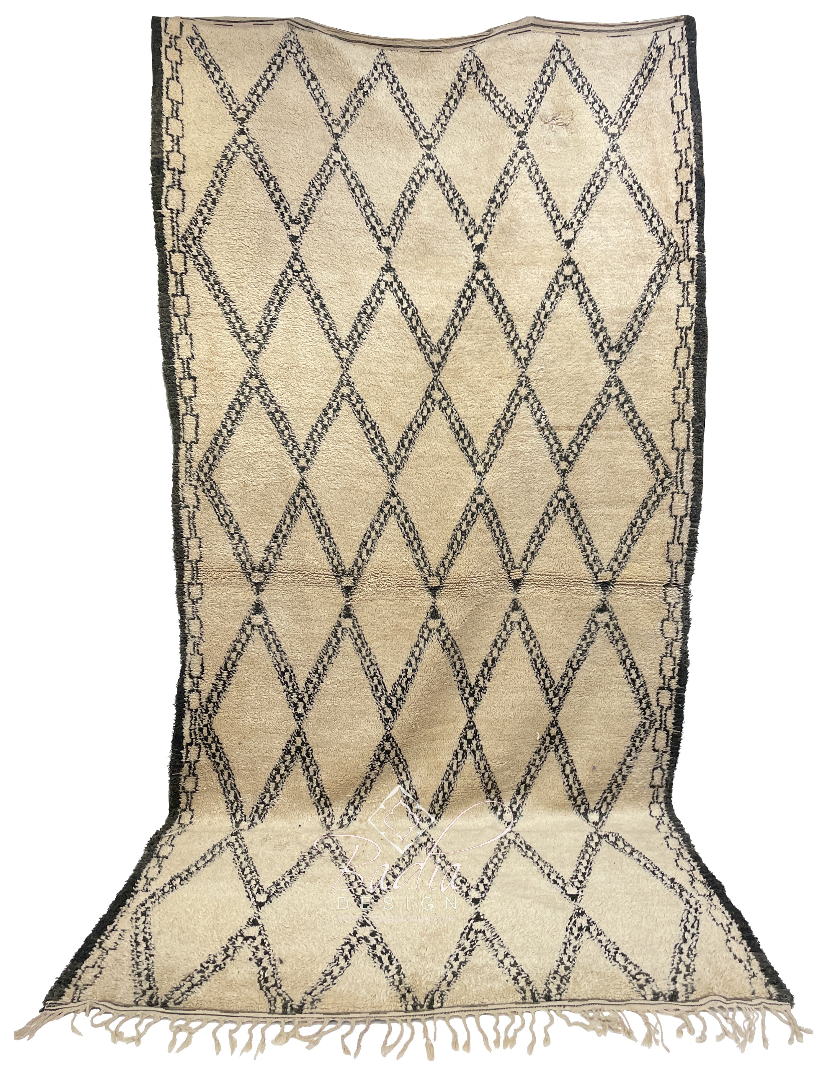 Large Beige and Brown Moroccan Rug with Tribal Designs