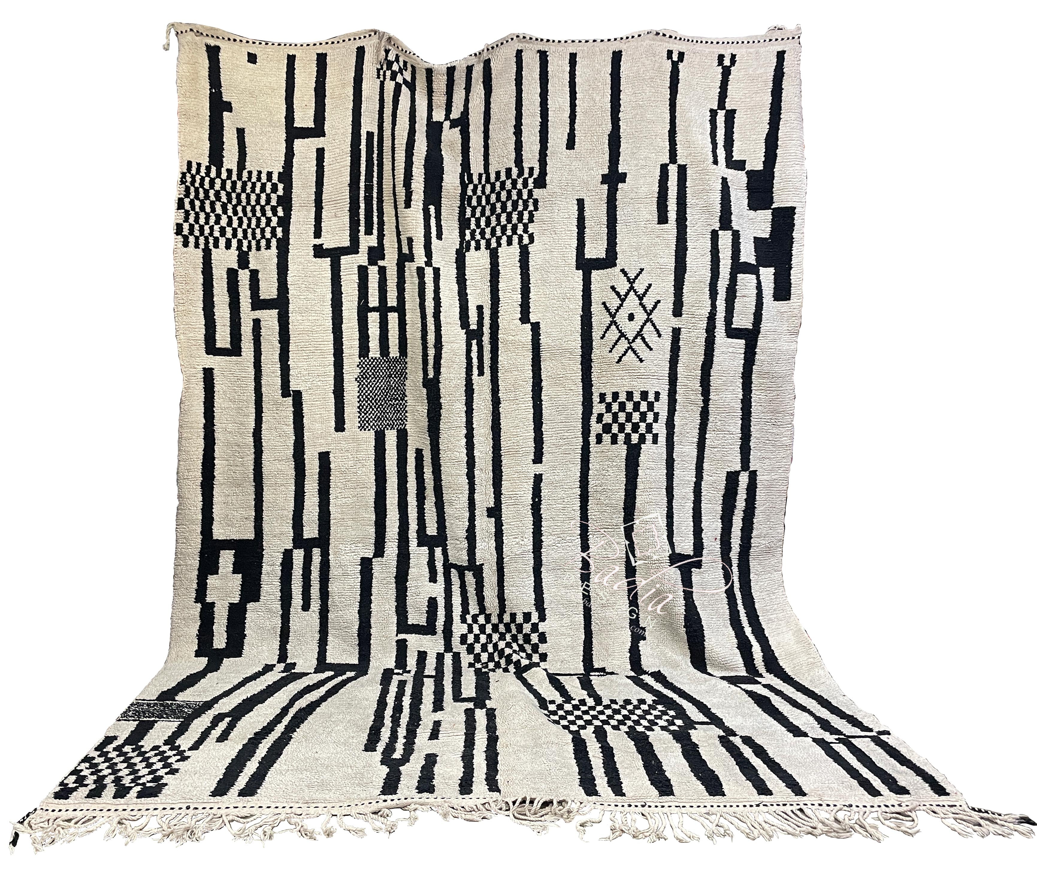 Large Cream Color Moroccan Beni Ourain Rug