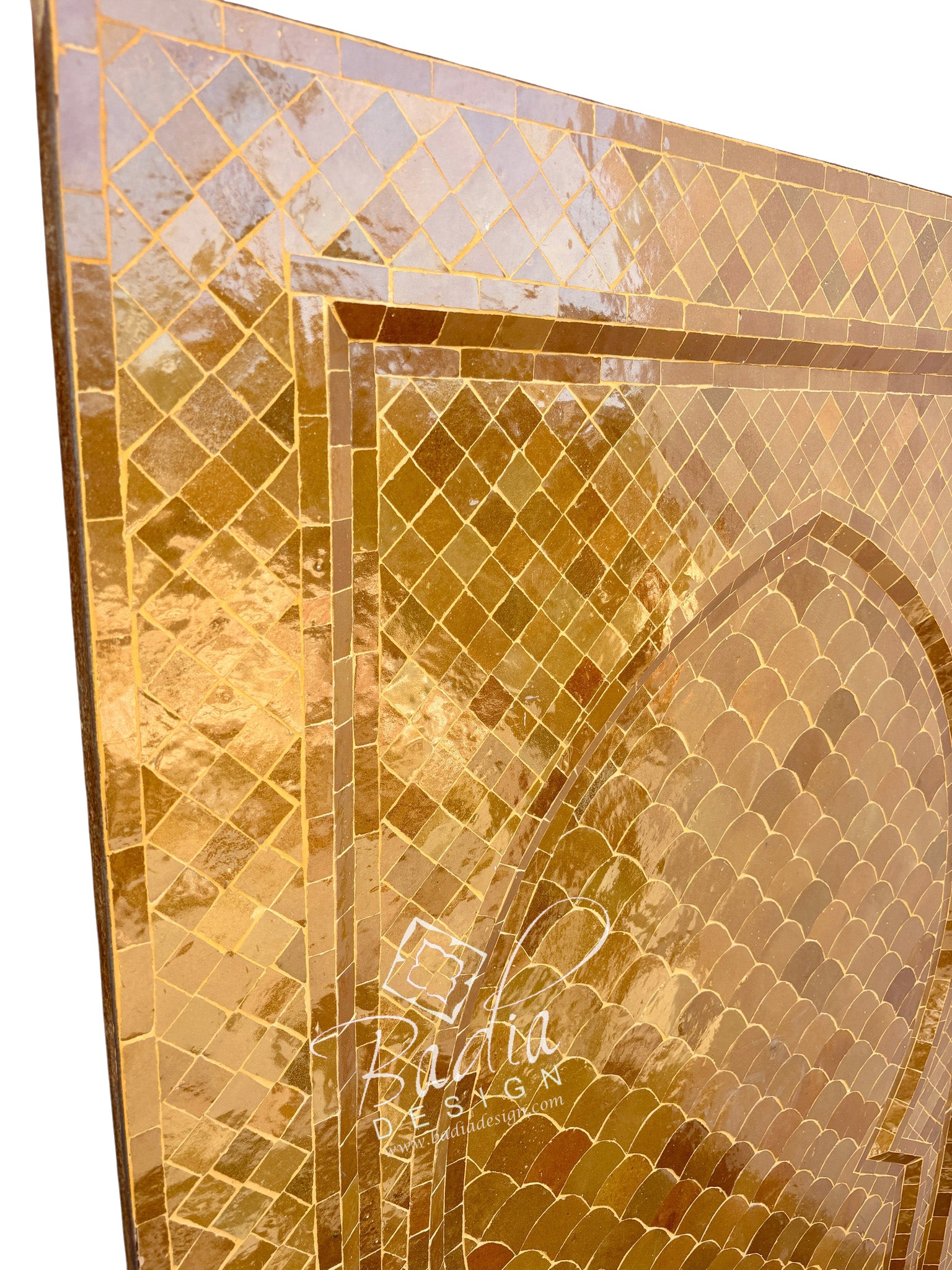Large Golden Amber Mosaic Tile Water Fountain