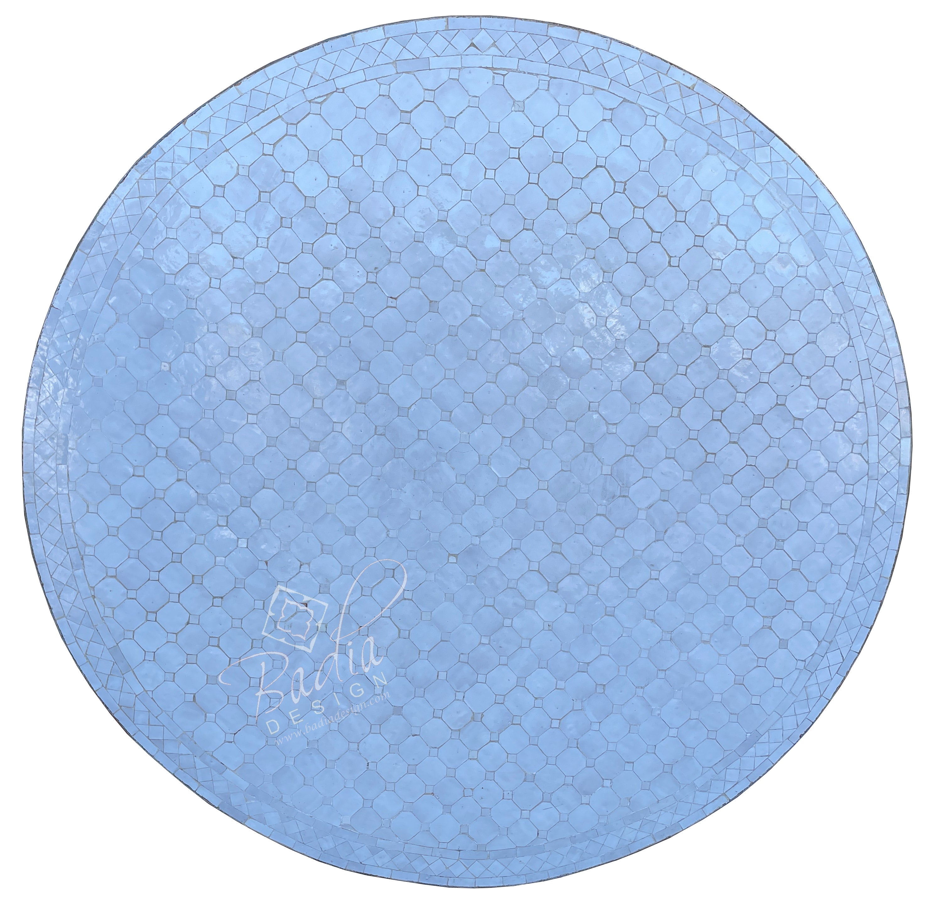 White Moroccan Mosaic Tile Table Top