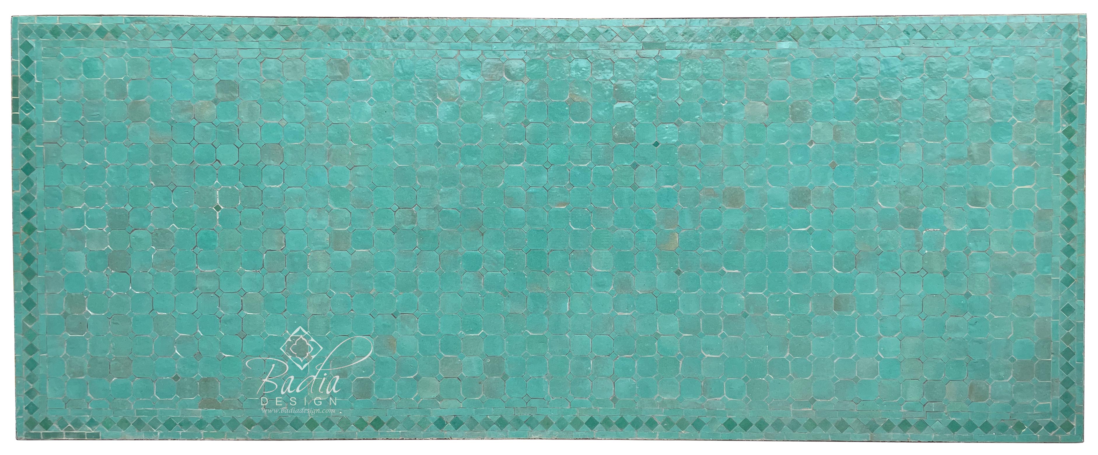 Moroccan Turquoise Rectangular Shaped Tile Table Top