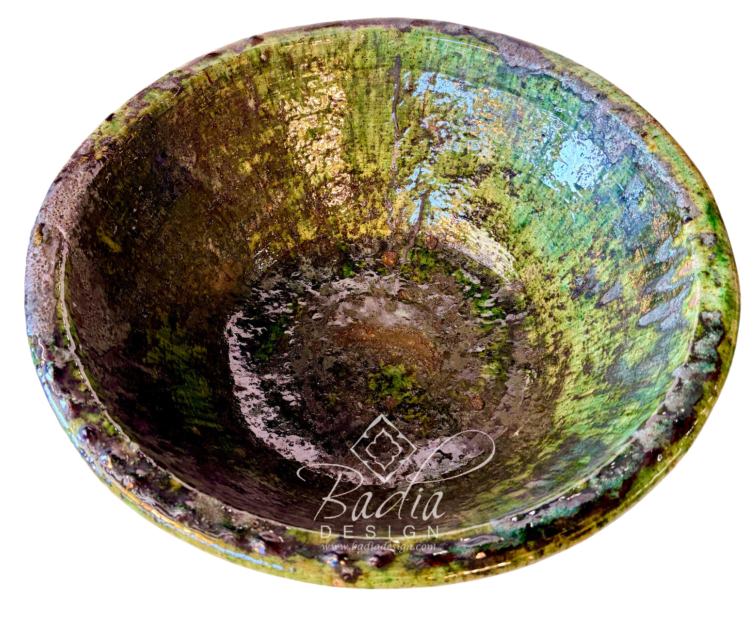 Green and Yellow Tamegroute-Style Ceramic Bowls