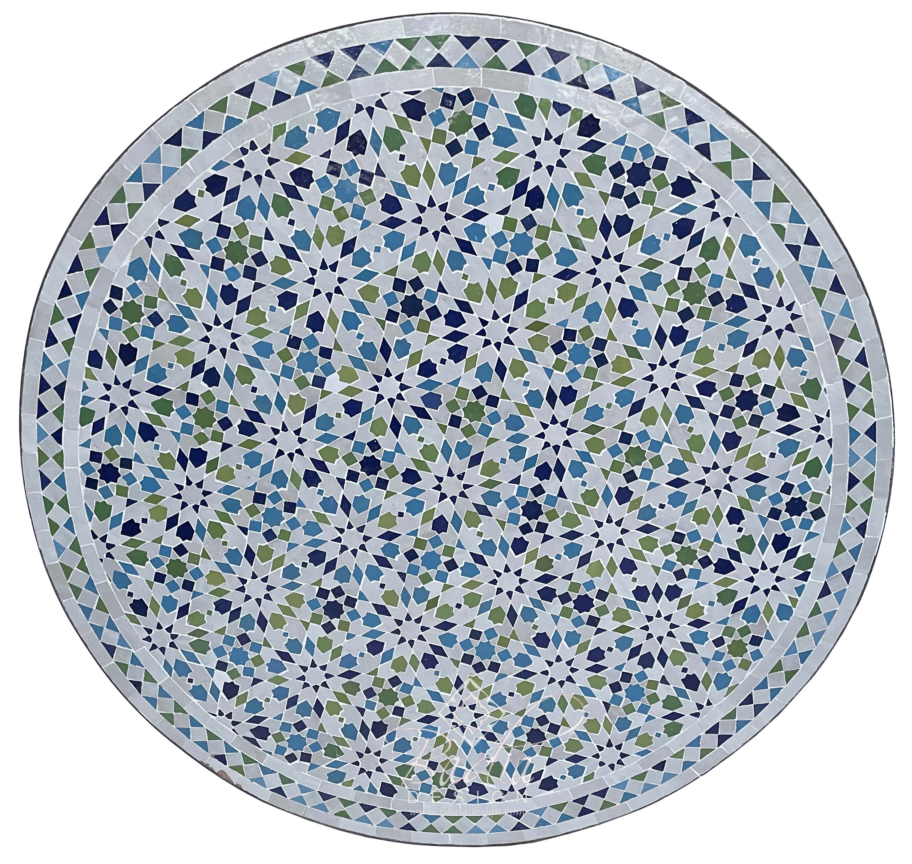 Round Vivid Multi-Color Moroccan Mosaic Tile Table Top