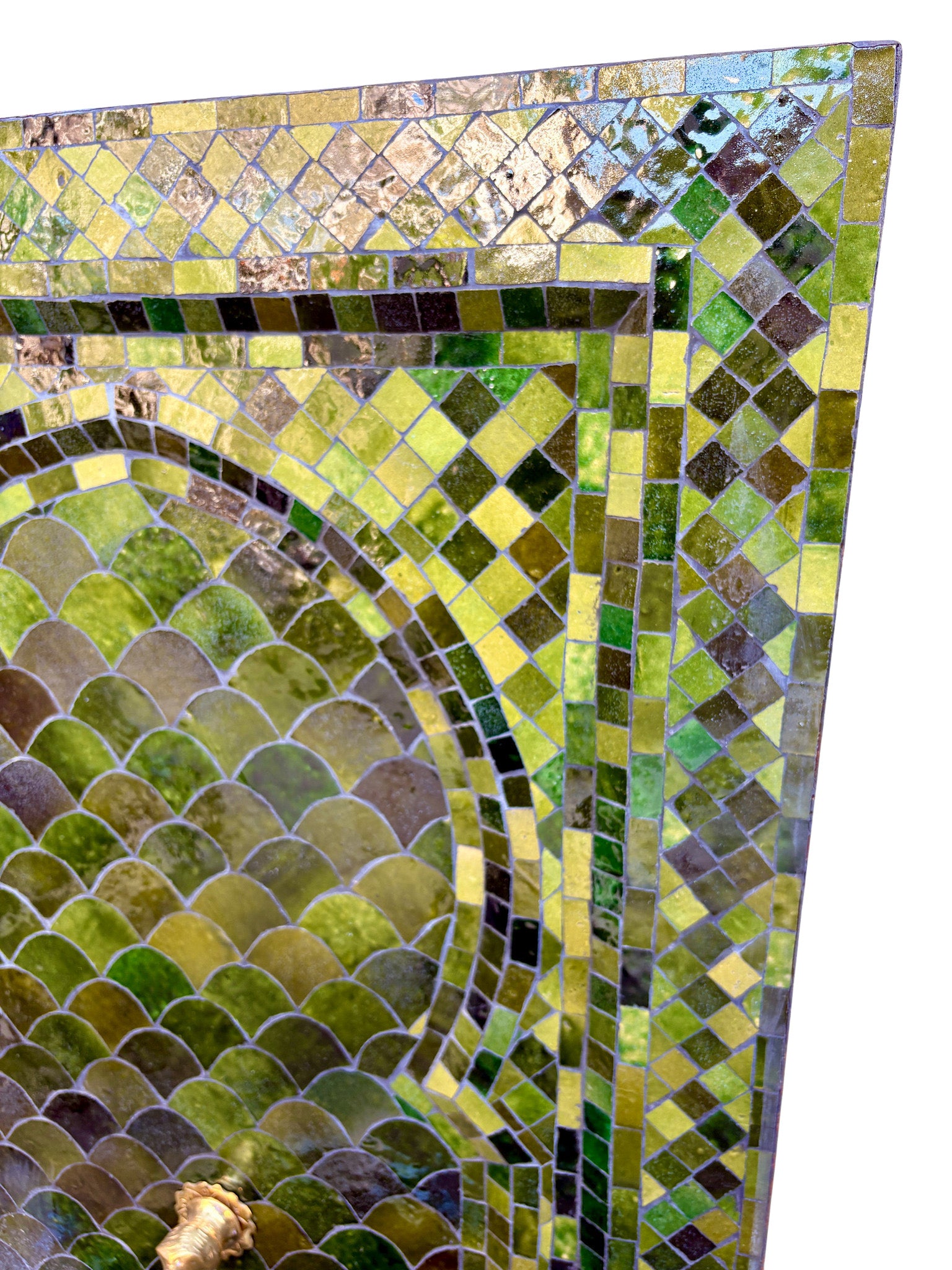 Medium Olive Green Mosaic Tile Water Fountain