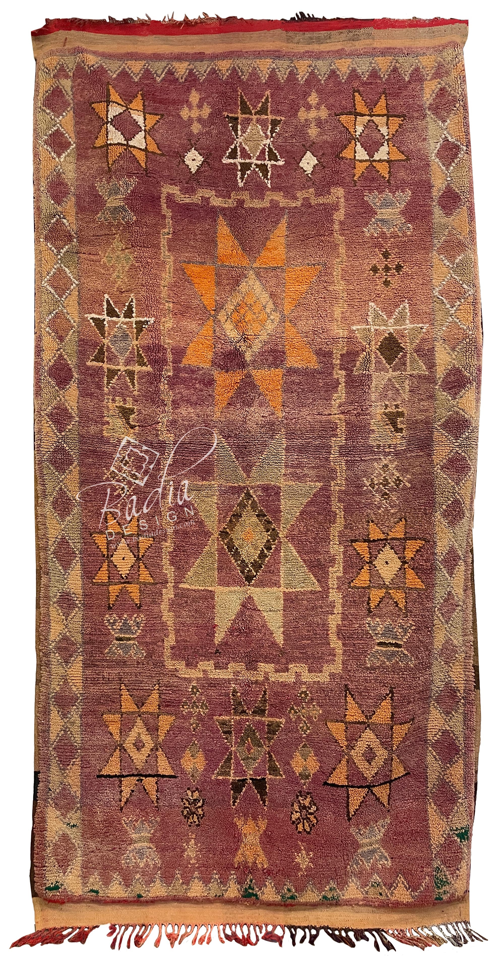 Vintage Red Multi-Color Moroccan Berber Rug