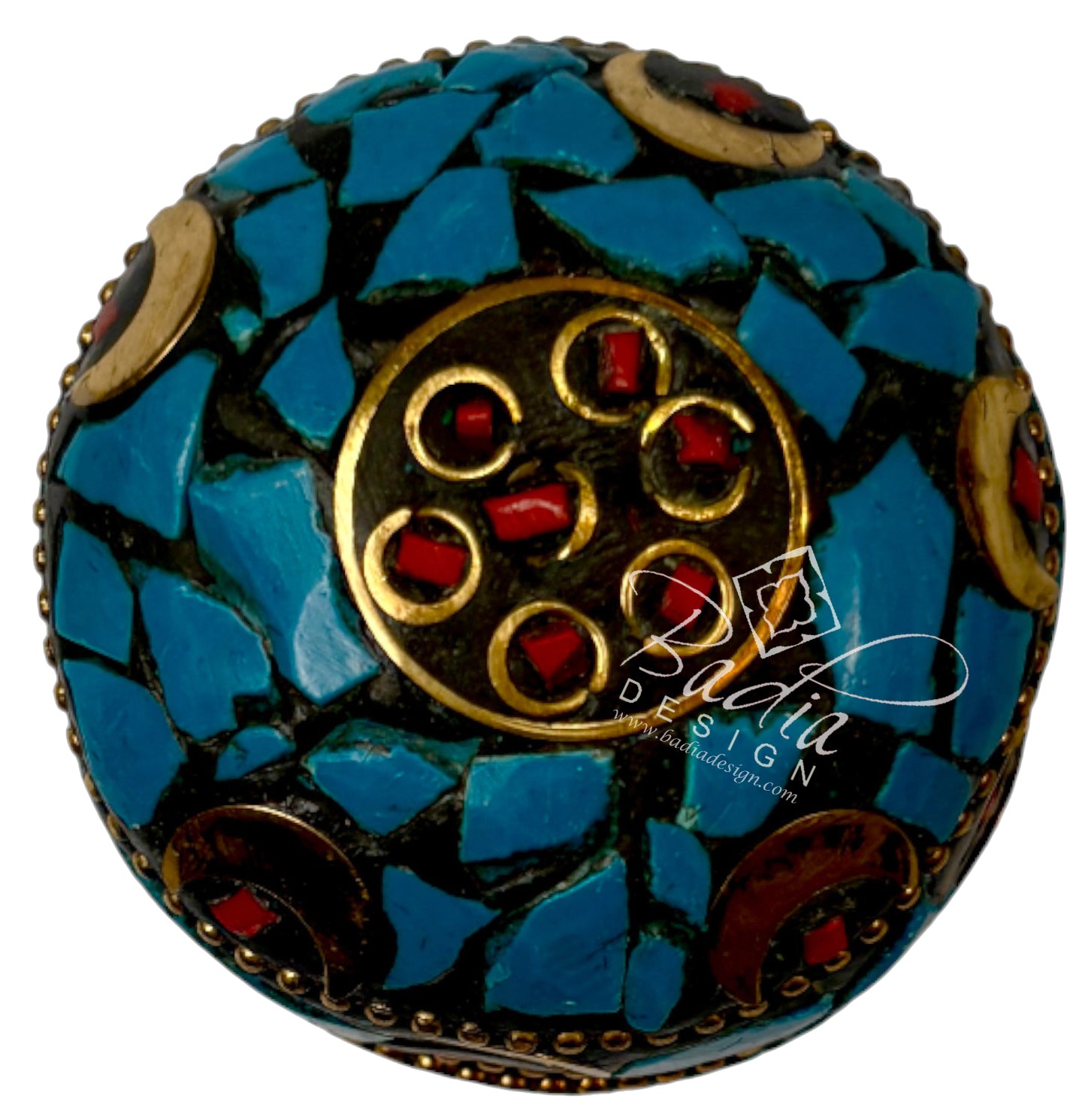 Blue Resin Container with Gold Metal Detail
