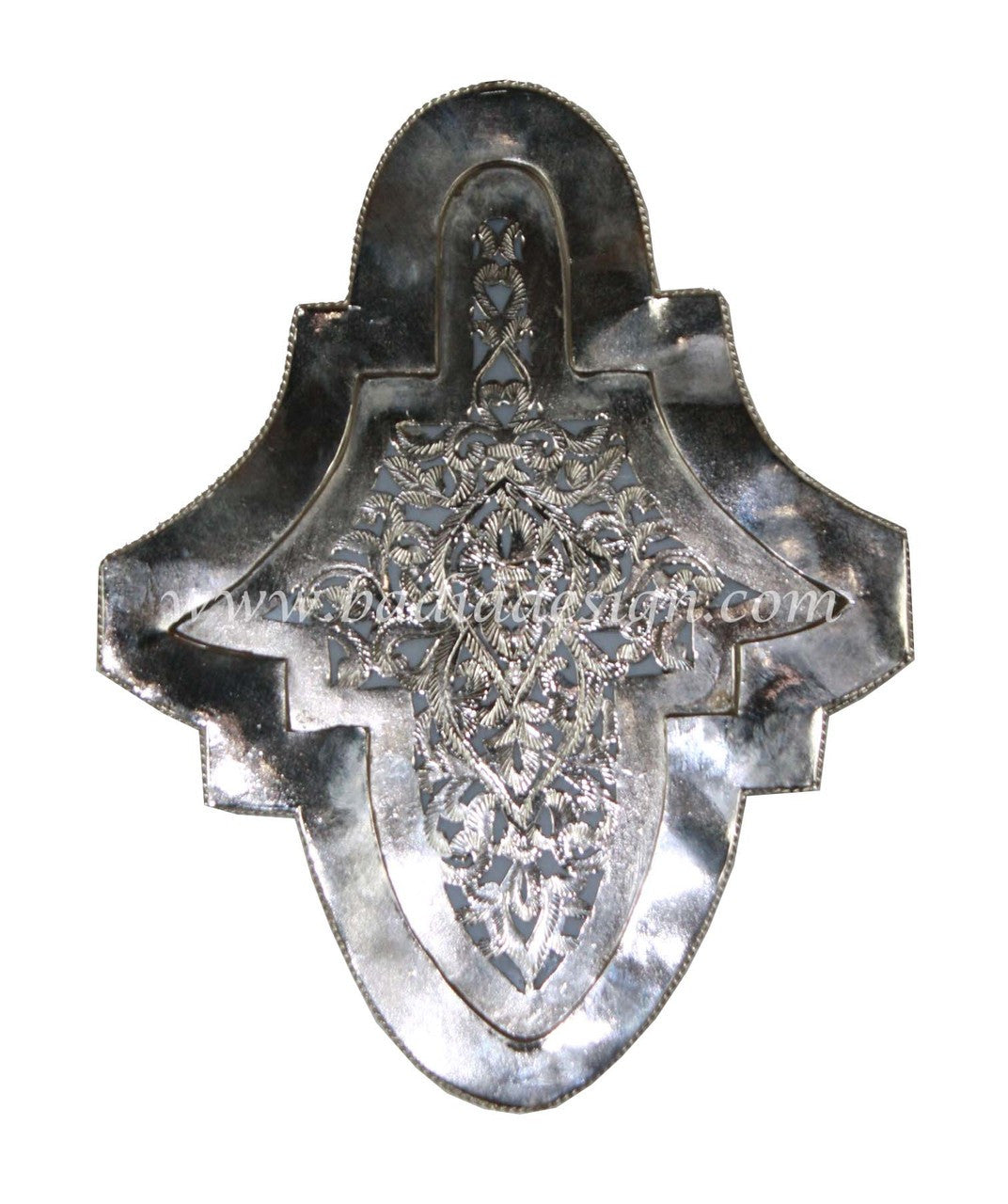 Small Hand Punched Brass and Silver Wall Sconce