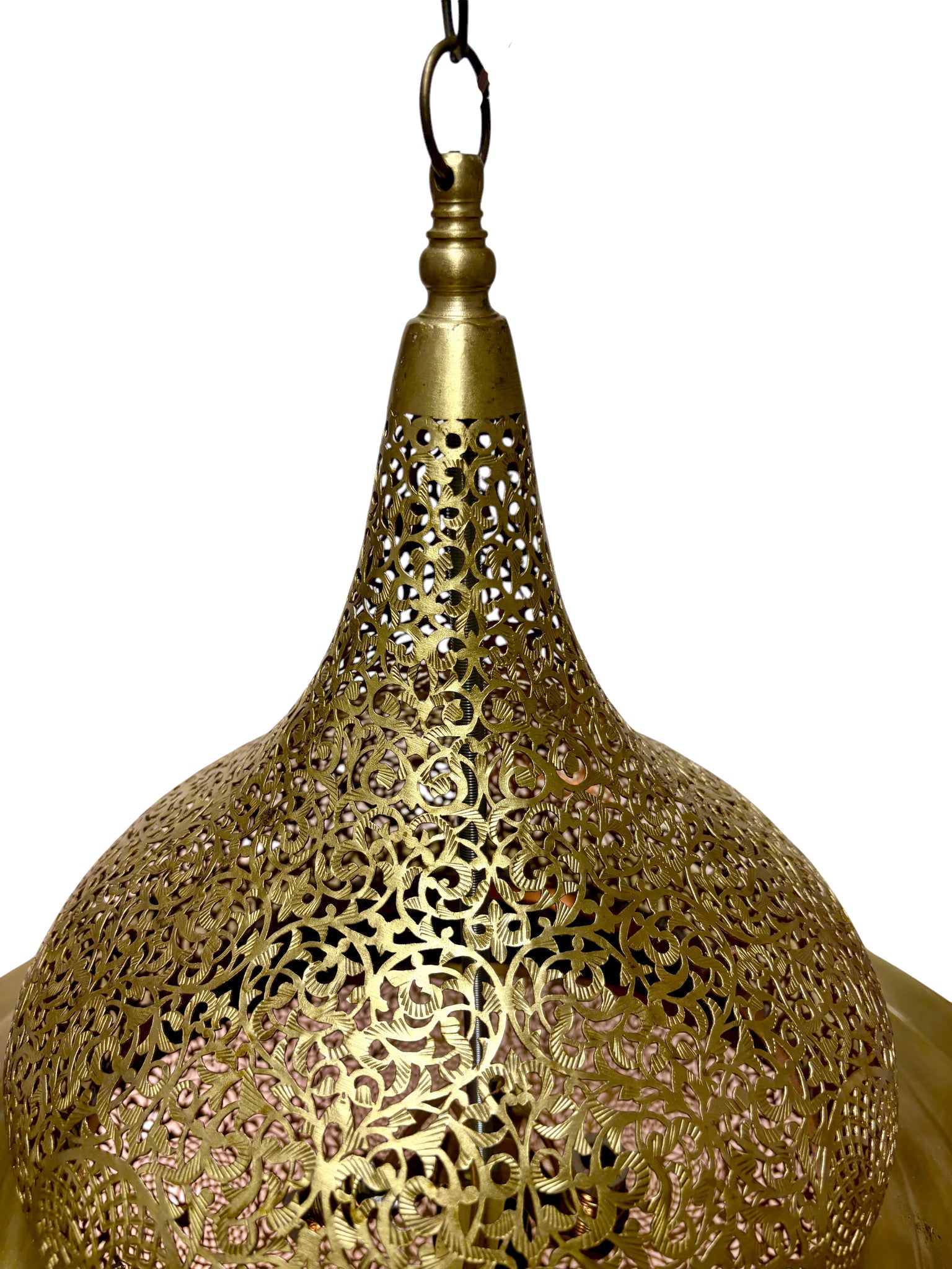Brass Chandelier with Pierced Dome Design