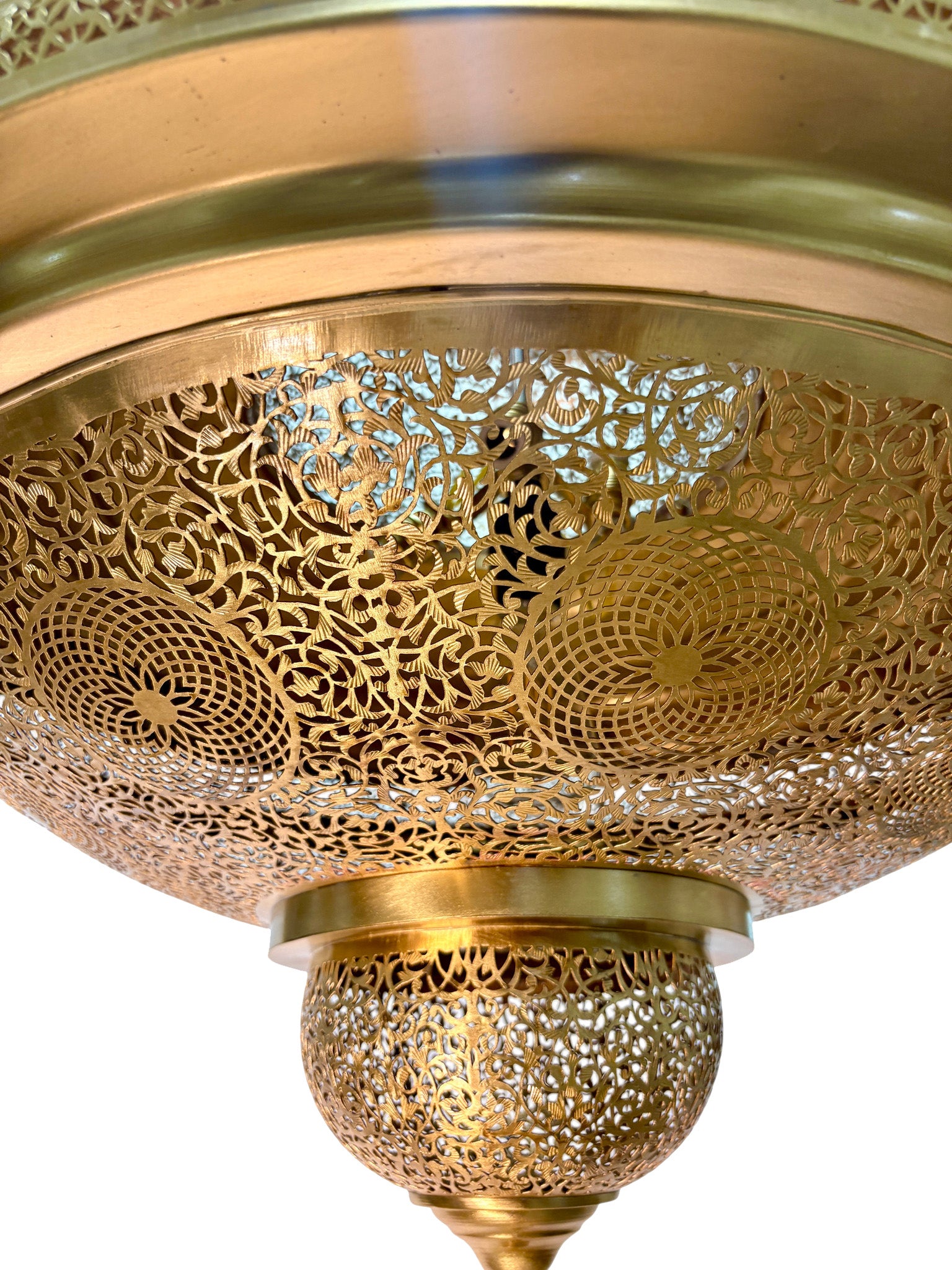 Brass Chandelier with Pierced Dome Design