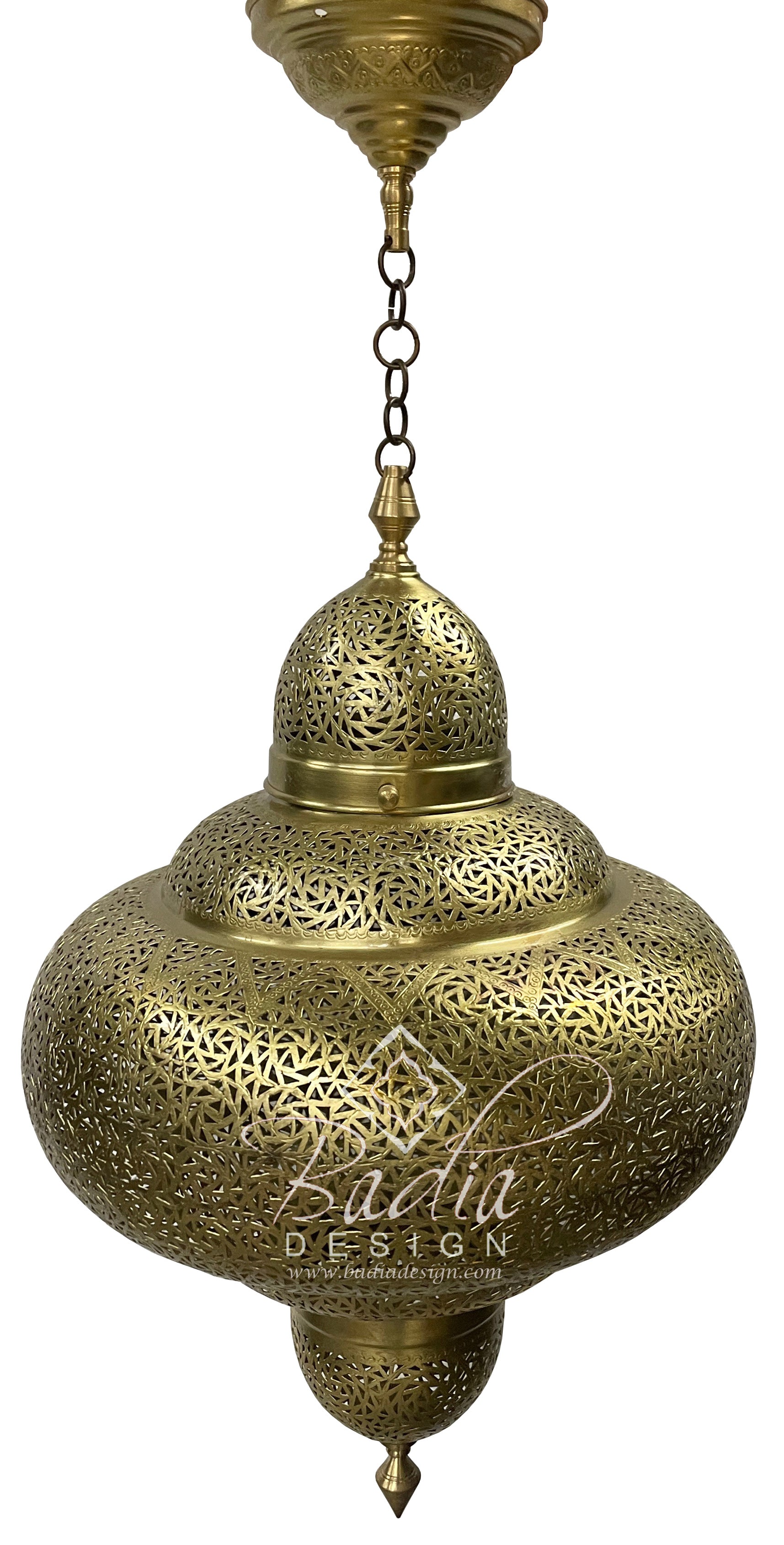 Intricately Patterned Moroccan Brass Chandelier